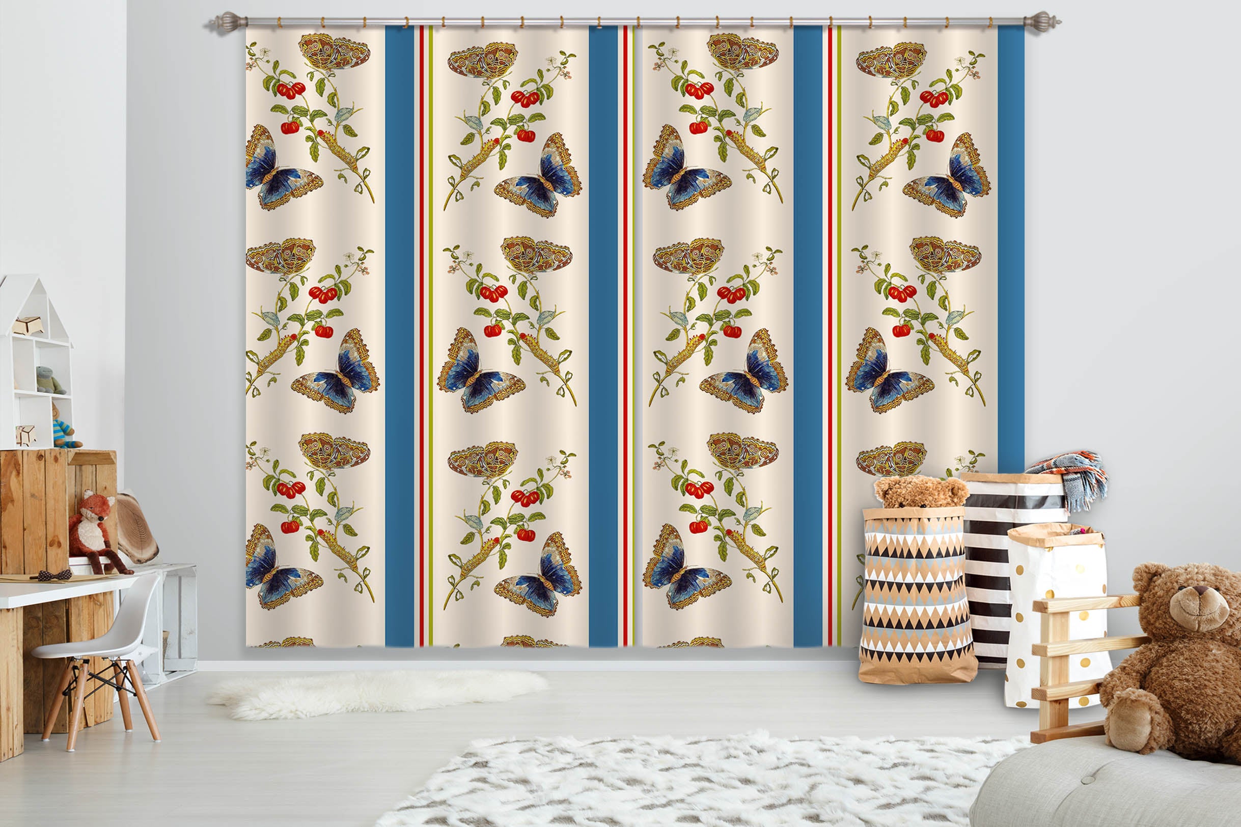 3D Butterfly Flying 174 Uta Naumann Curtain Curtains Drapes