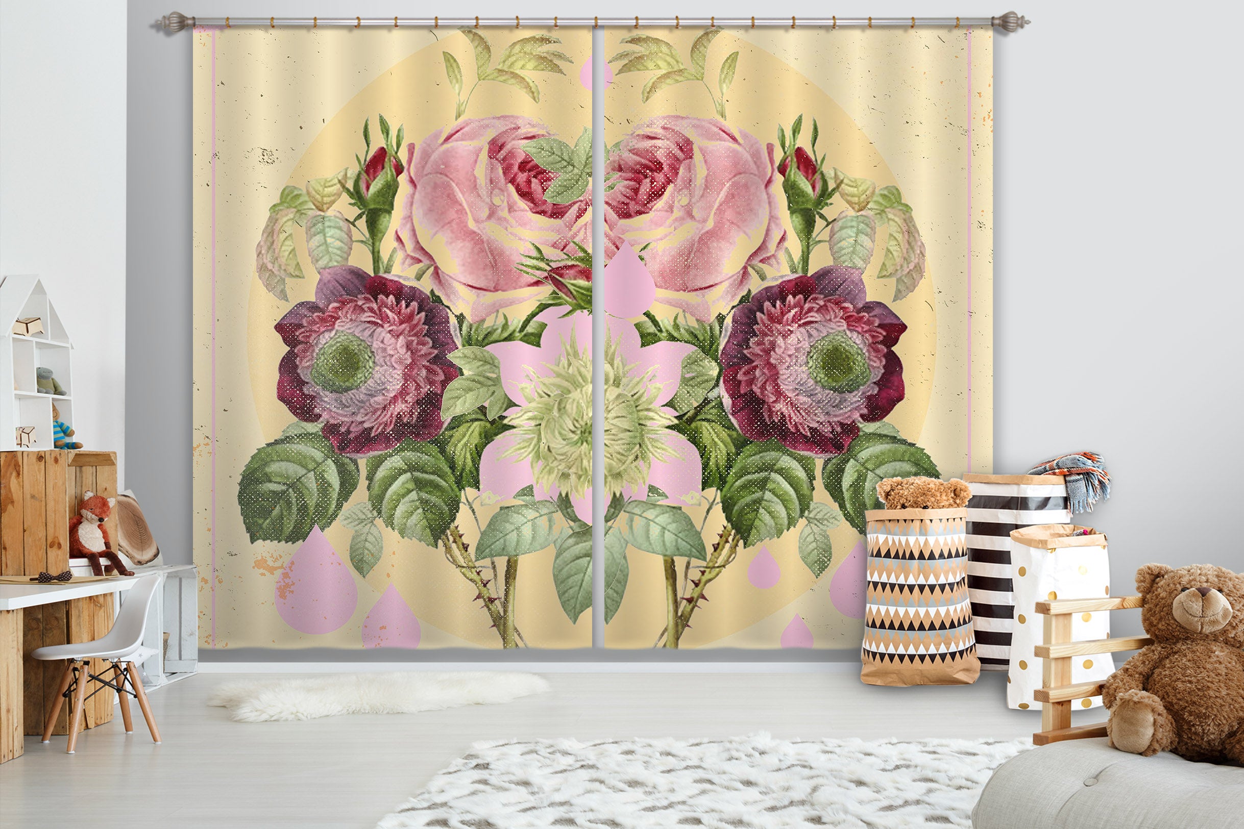 3D Bouquet 051 Showdeer Curtain Curtains Drapes