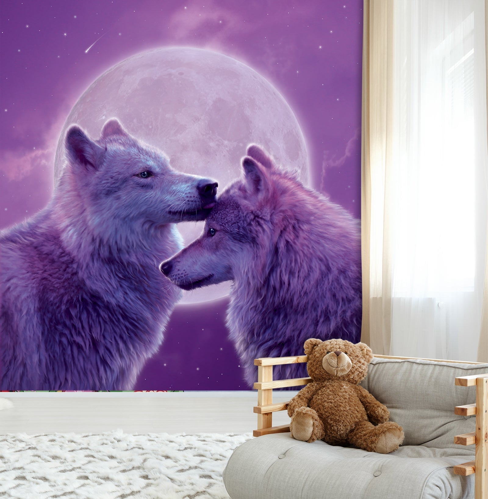 3D Loving Wolves 1427 Wall Murals Exclusive Designer Vincent Wallpaper AJ Wallpaper