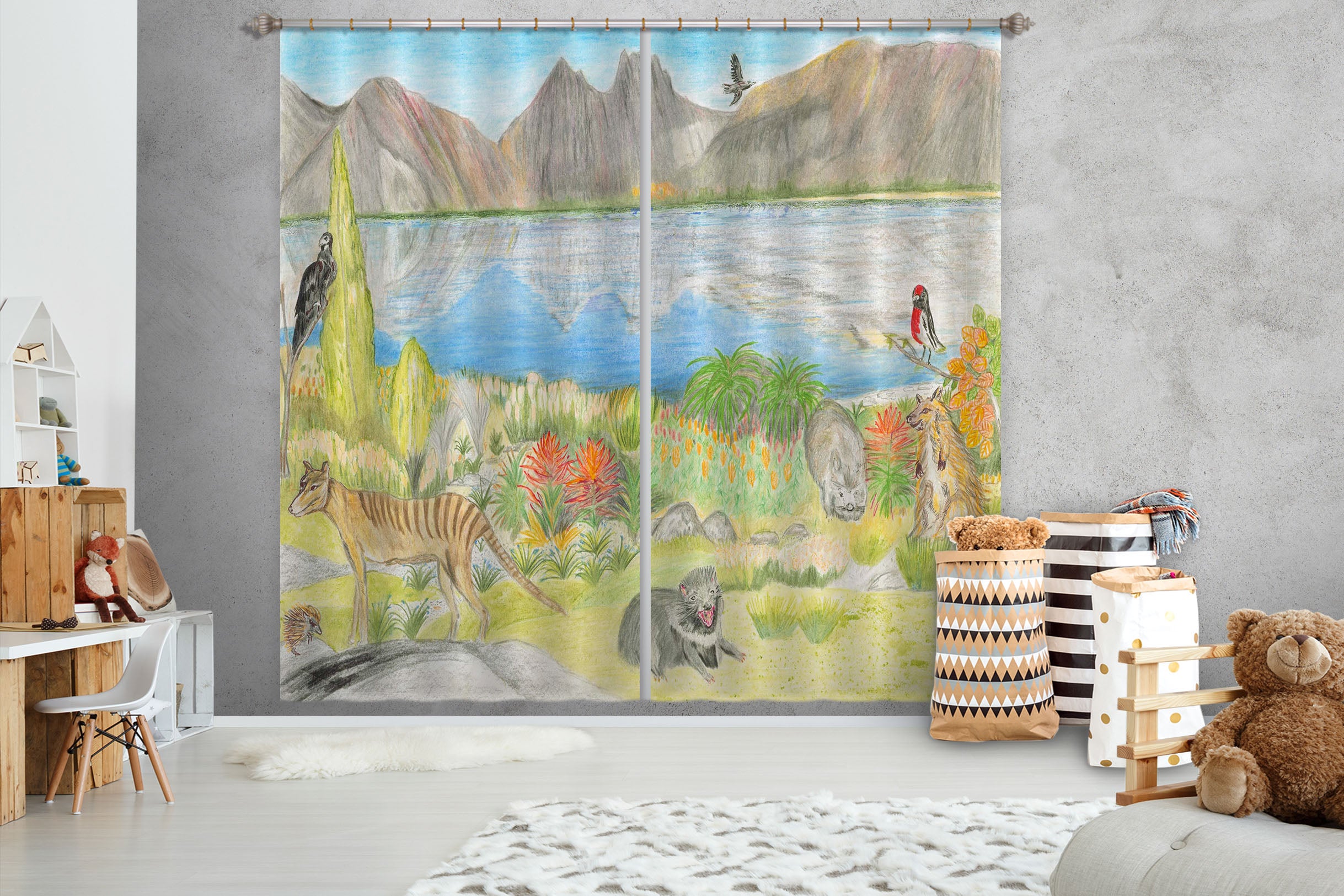 3D Valley Lake 046 Michael Sewell Curtain Curtains Drapes