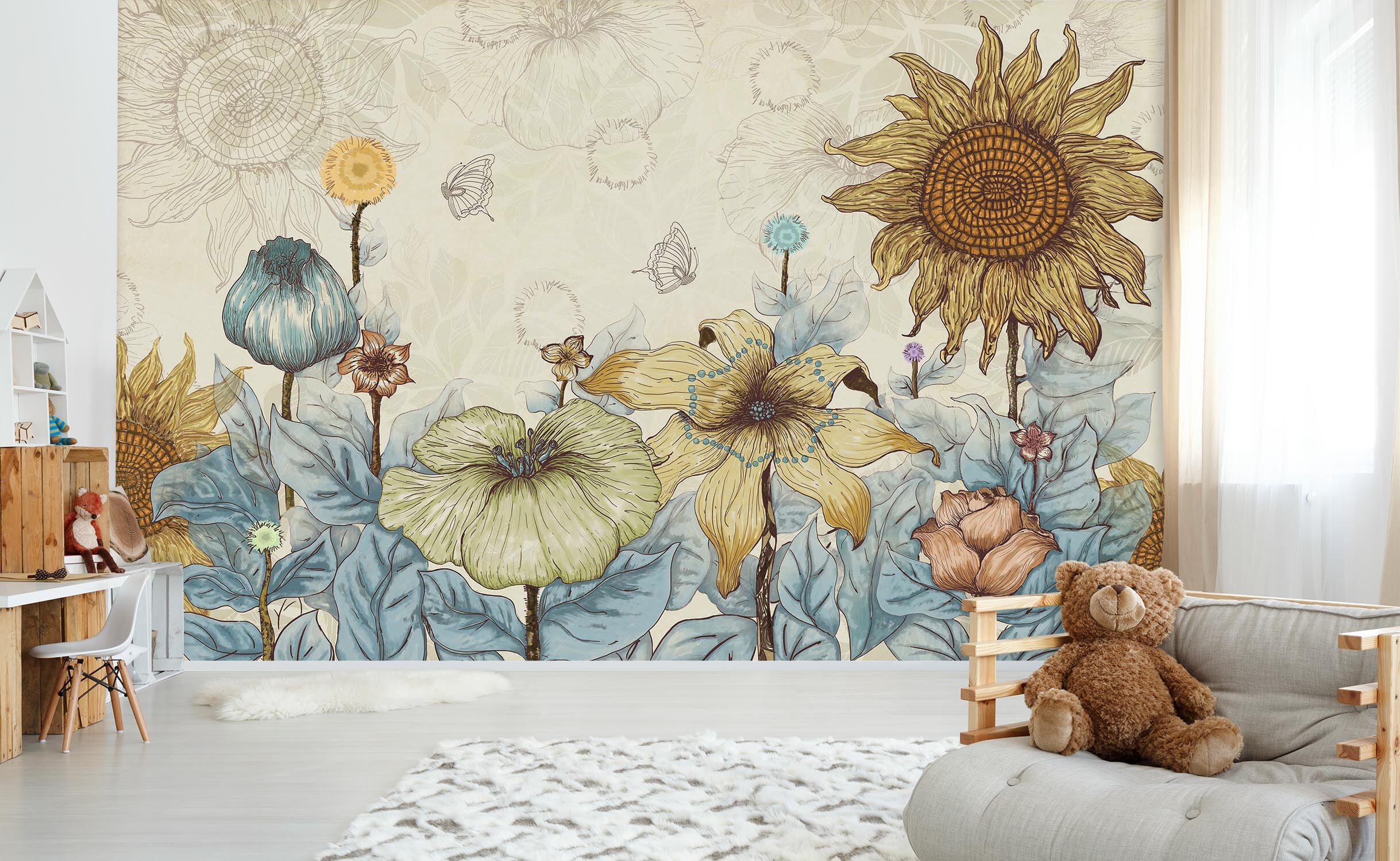 3D Sunflower Rose 016 Wall Murals Wallpaper AJ Wallpaper 2
