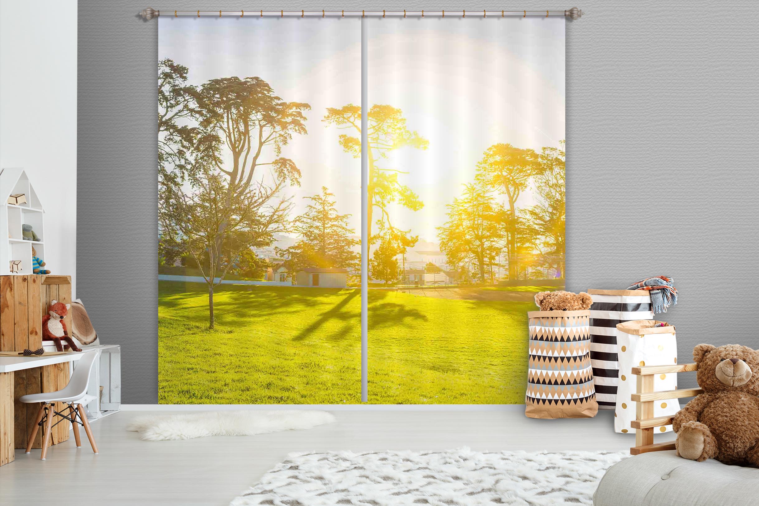 3D Sunny Meadow 865 Curtains Drapes