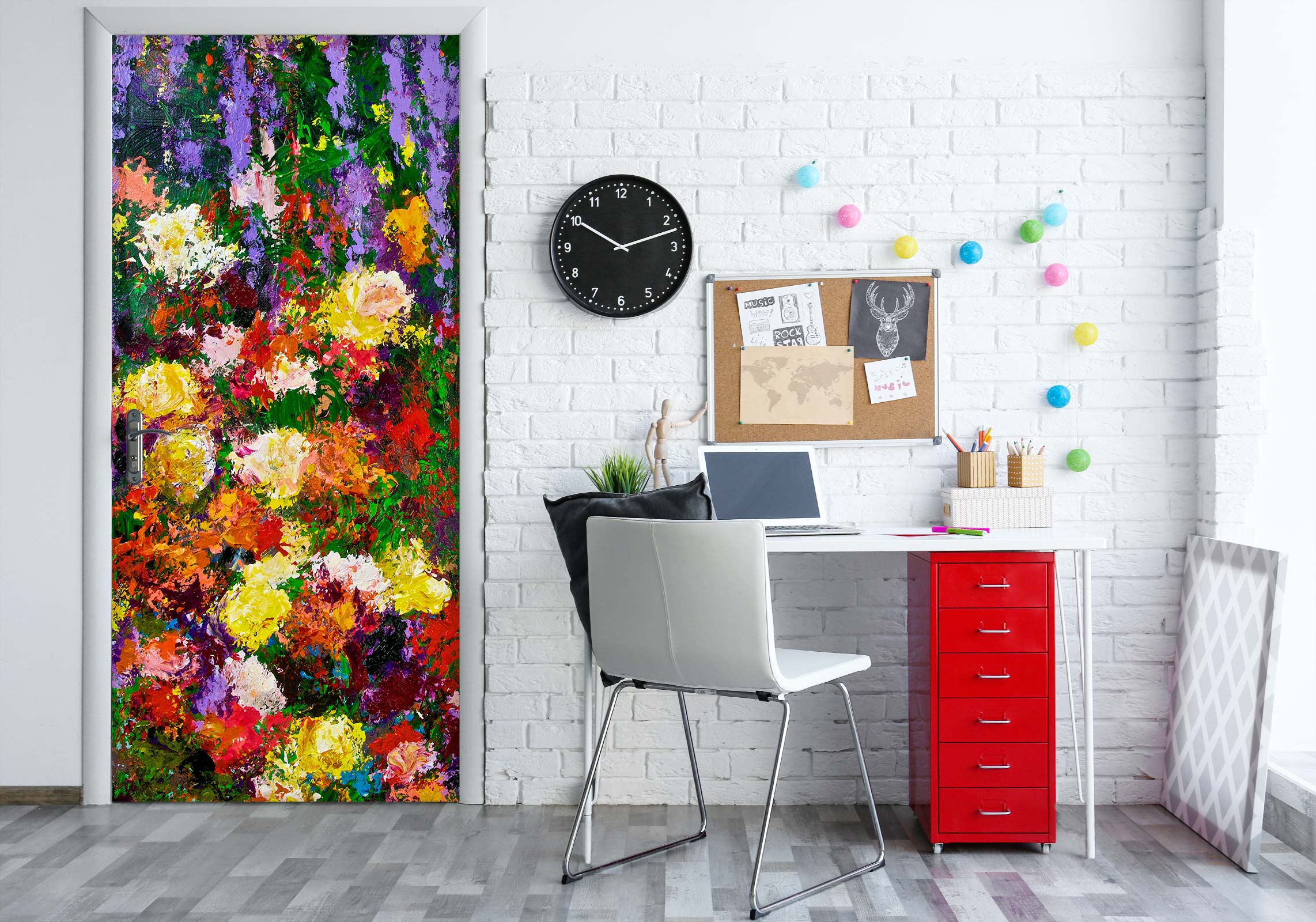 3D Colorful Flower Bush 93120 Allan P. Friedlander Door Mural