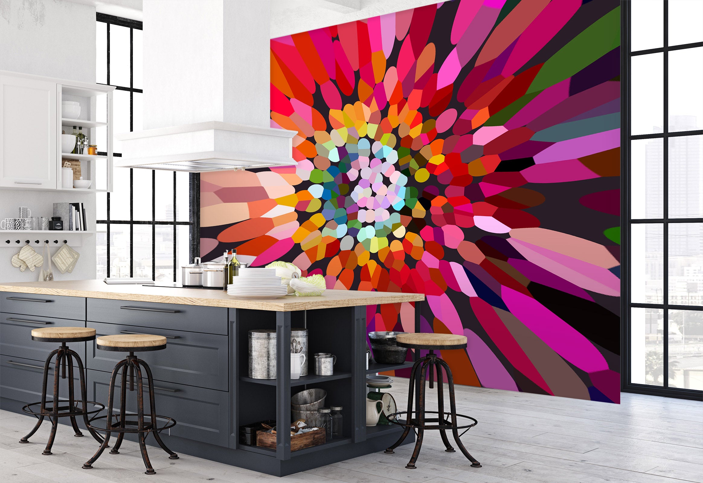 3D Pink Flower Horizontal 71079 Shandra Smith Wall Mural Wall Murals