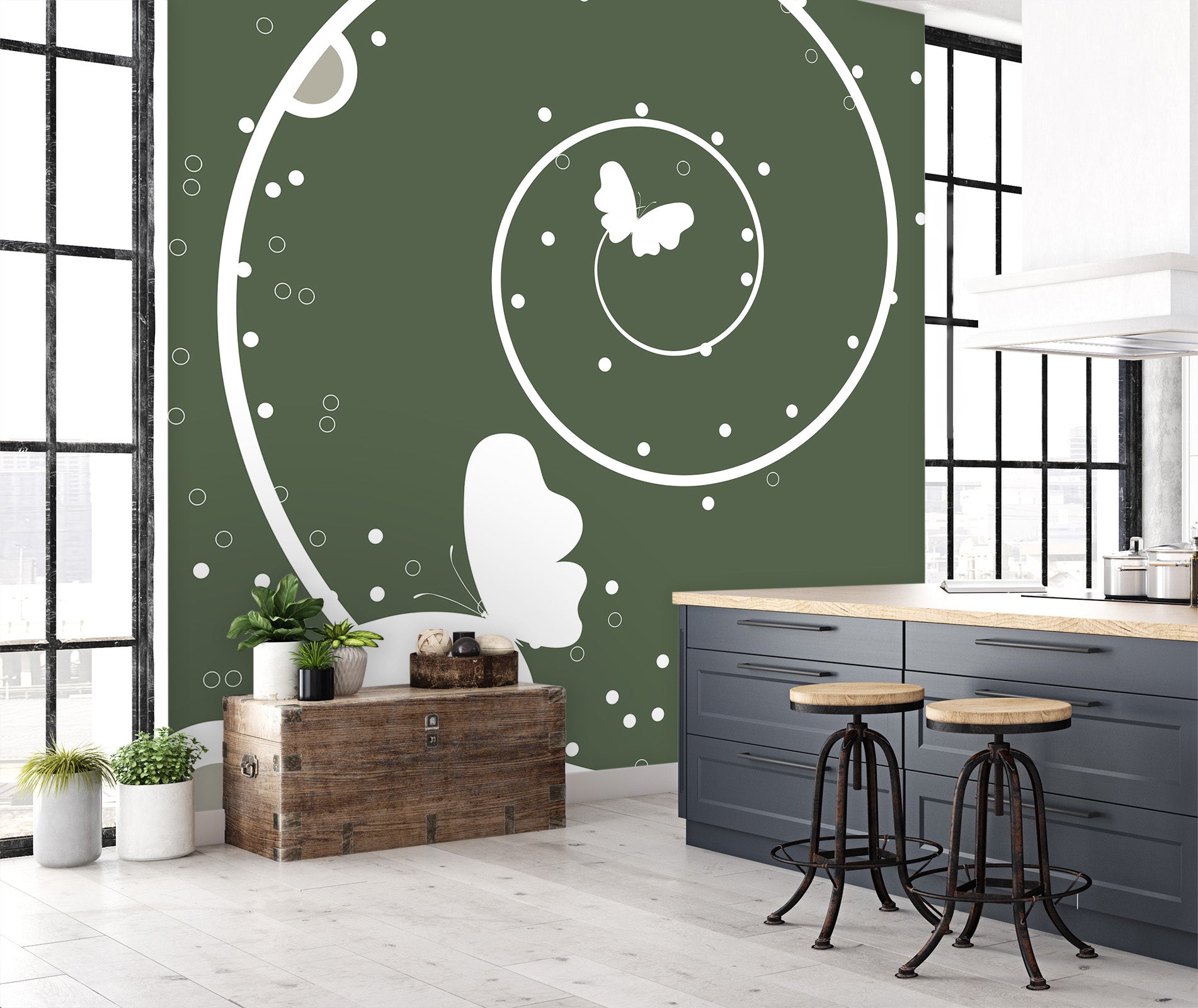 3D White Butterfly 1004 Wall Murals