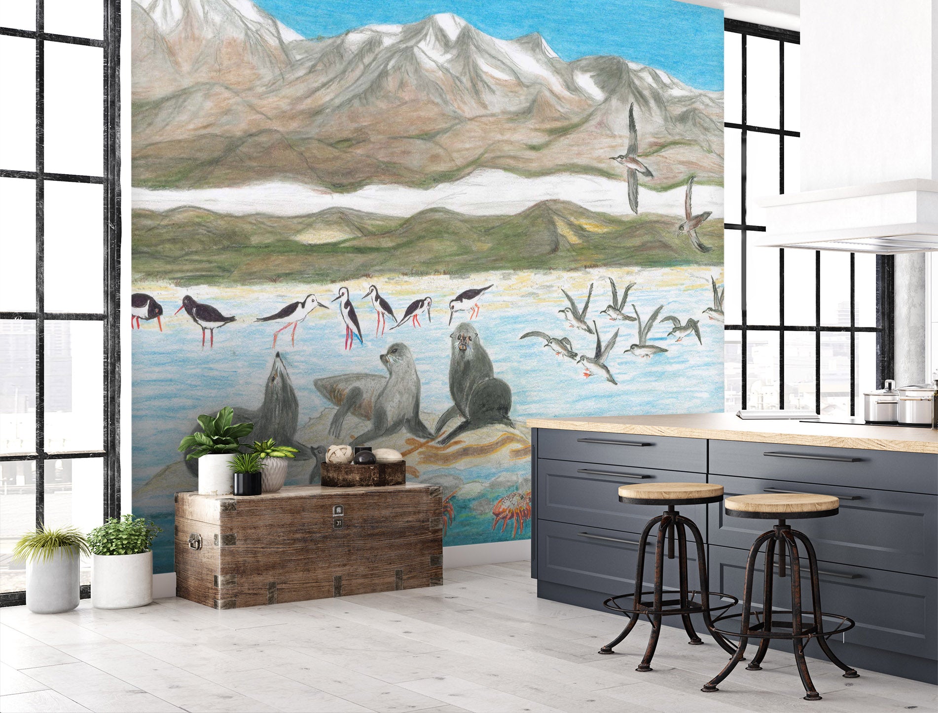 3D Sea lion Playing 1406 Michael Sewell Wall Mural Wall Murals