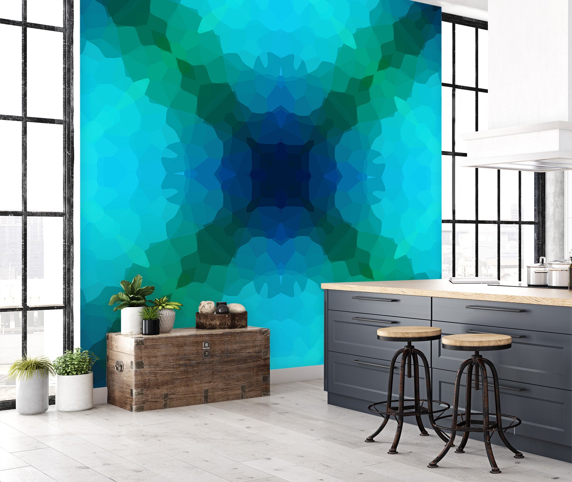 3D Shades Blue Green 71082 Shandra Smith Wall Mural Wall Murals