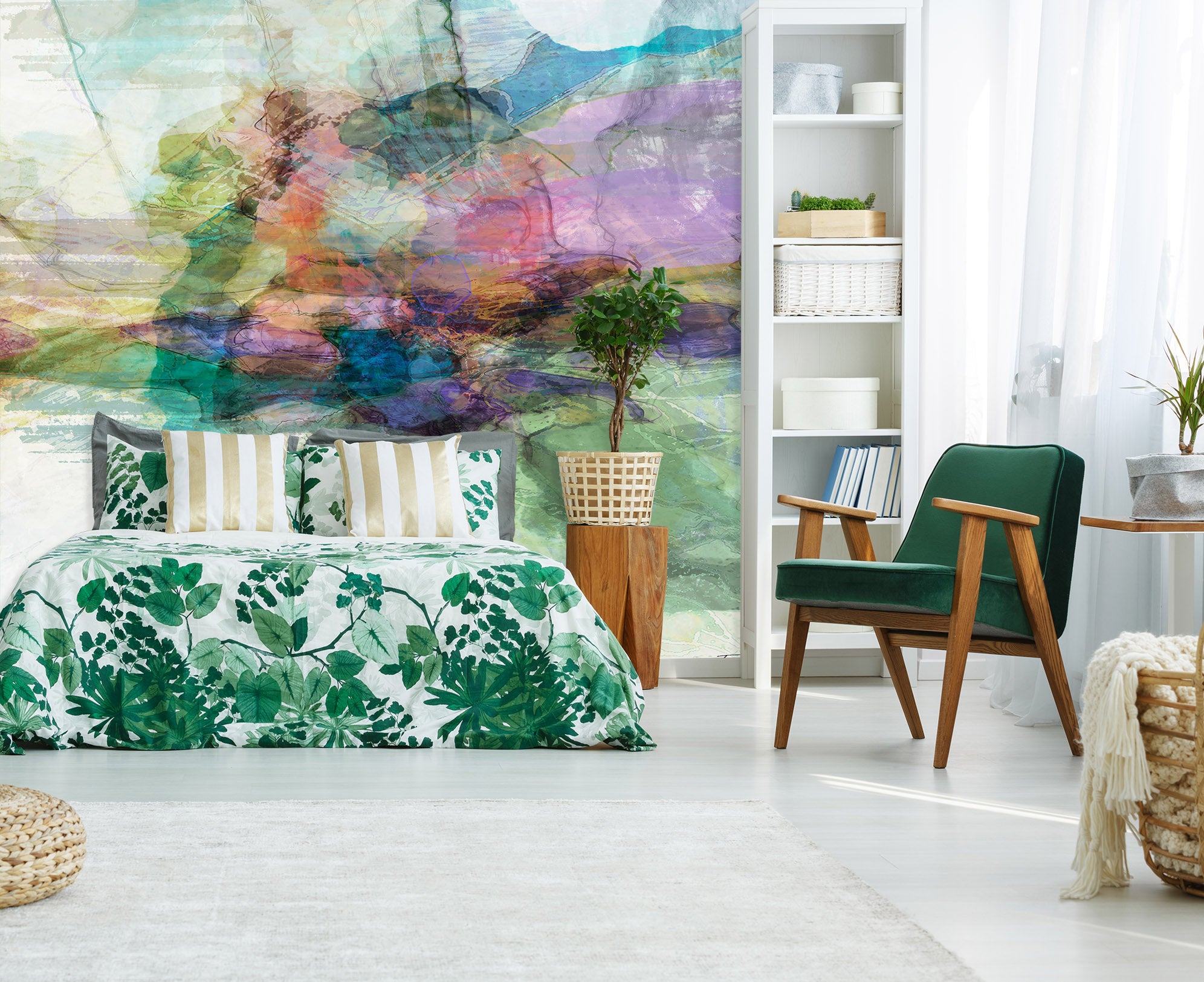 3D Cyan Smoke 1528 Michael Tienhaara Wall Mural Wall Murals