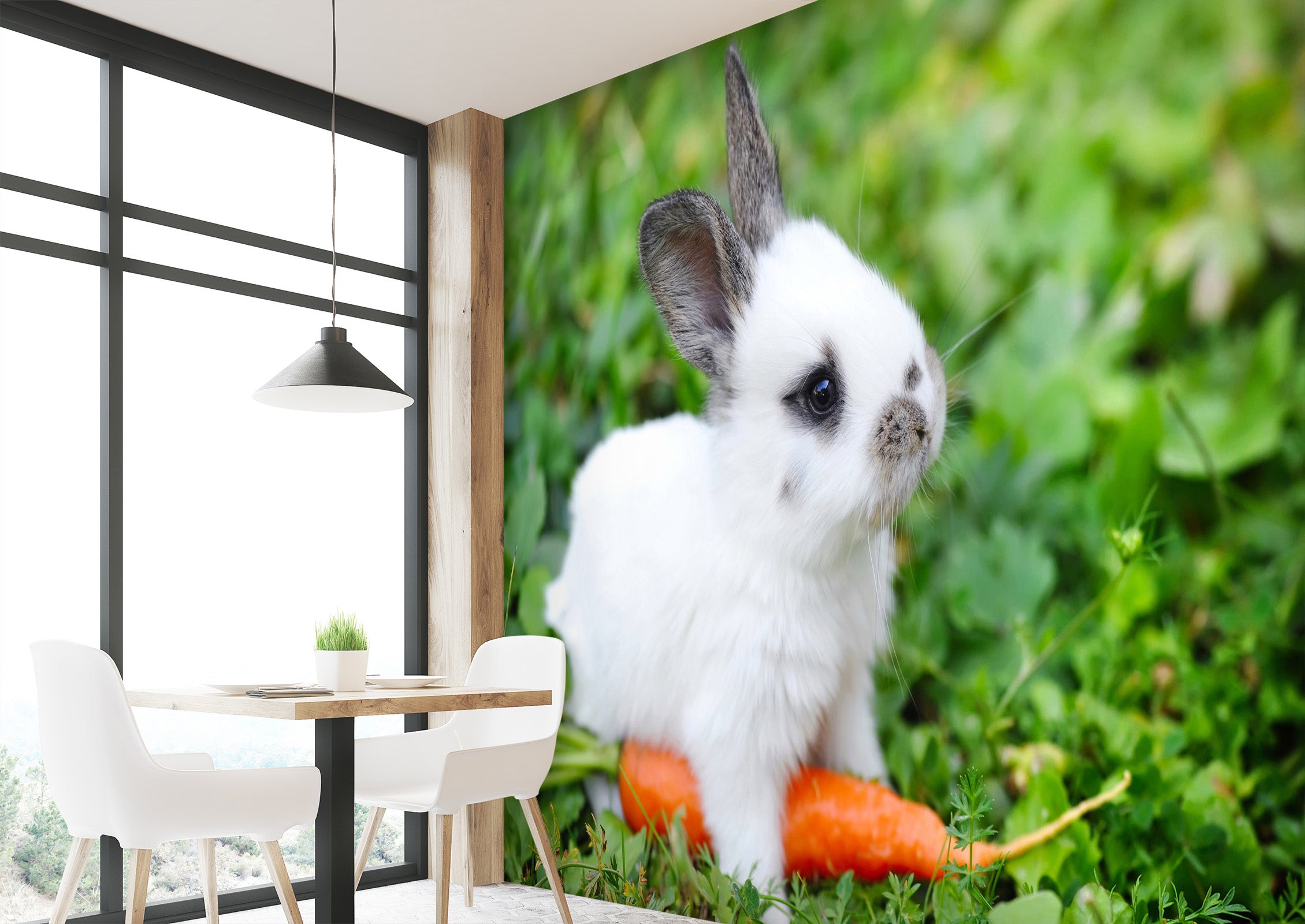 3D Lawn White Rabbit 2018 Wall Murals