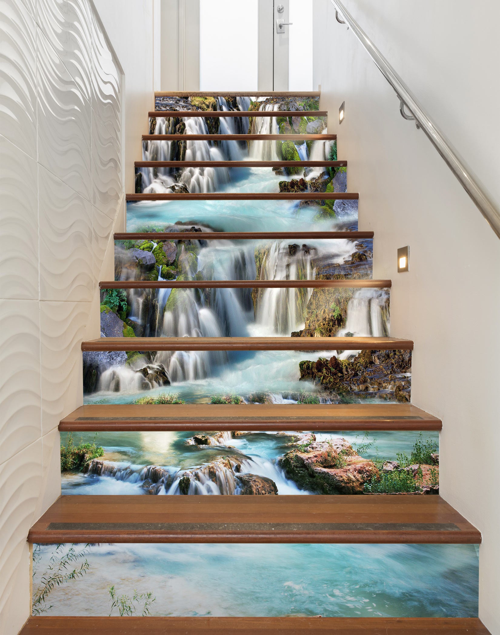 3D Cascading Waterfall 021 Stair Risers
