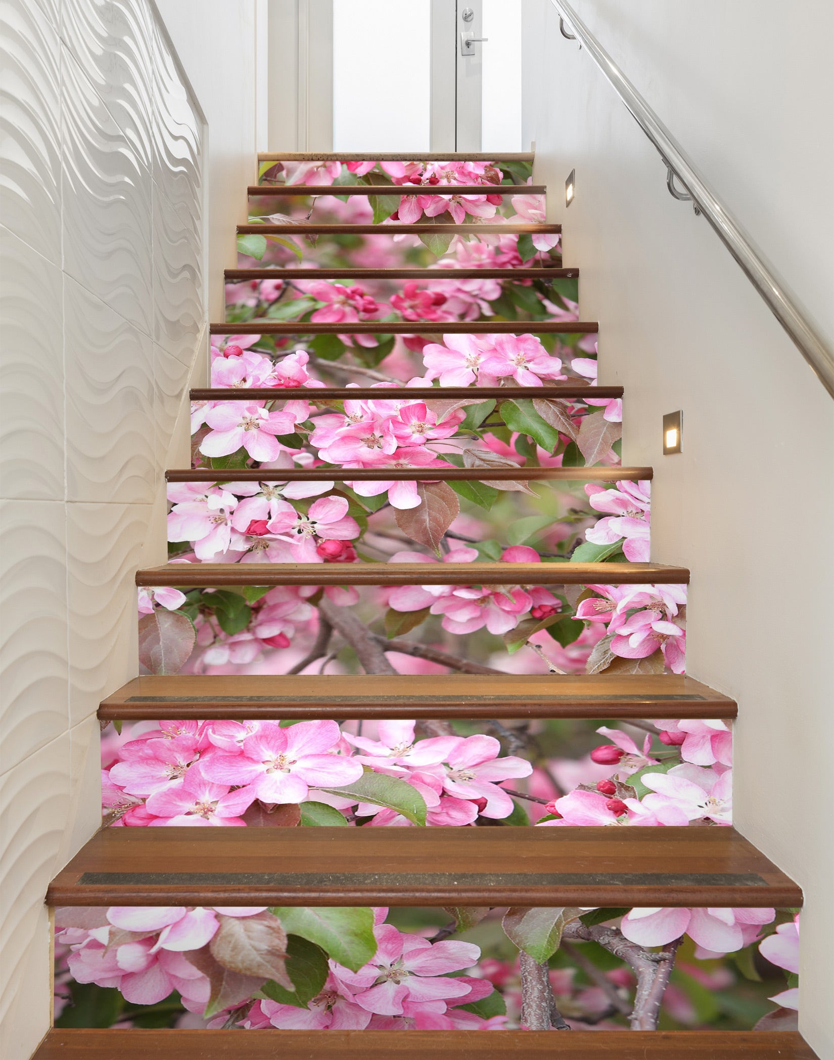 3D Showy Pink Flowers 528 Stair Risers