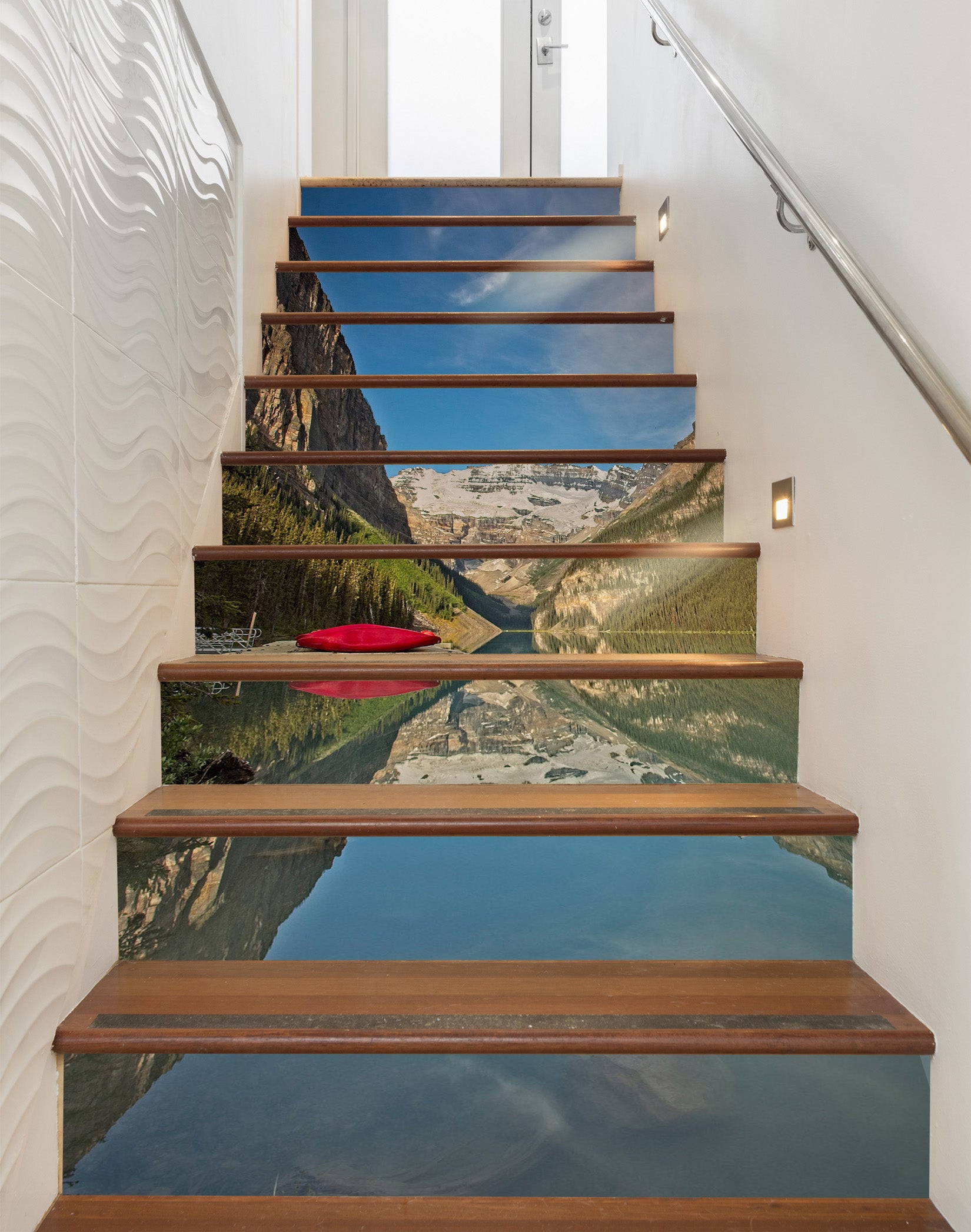 3D Mountain Lake 98220 Kathy Barefield Stair Risers