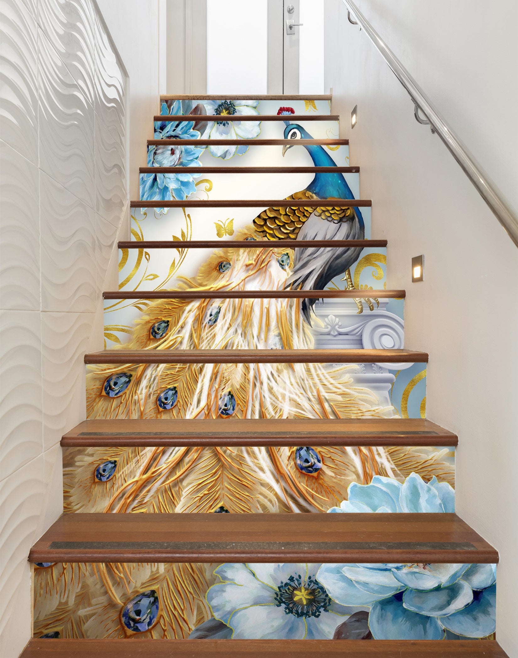 3D Elegant Peacock 260 Stair Risers