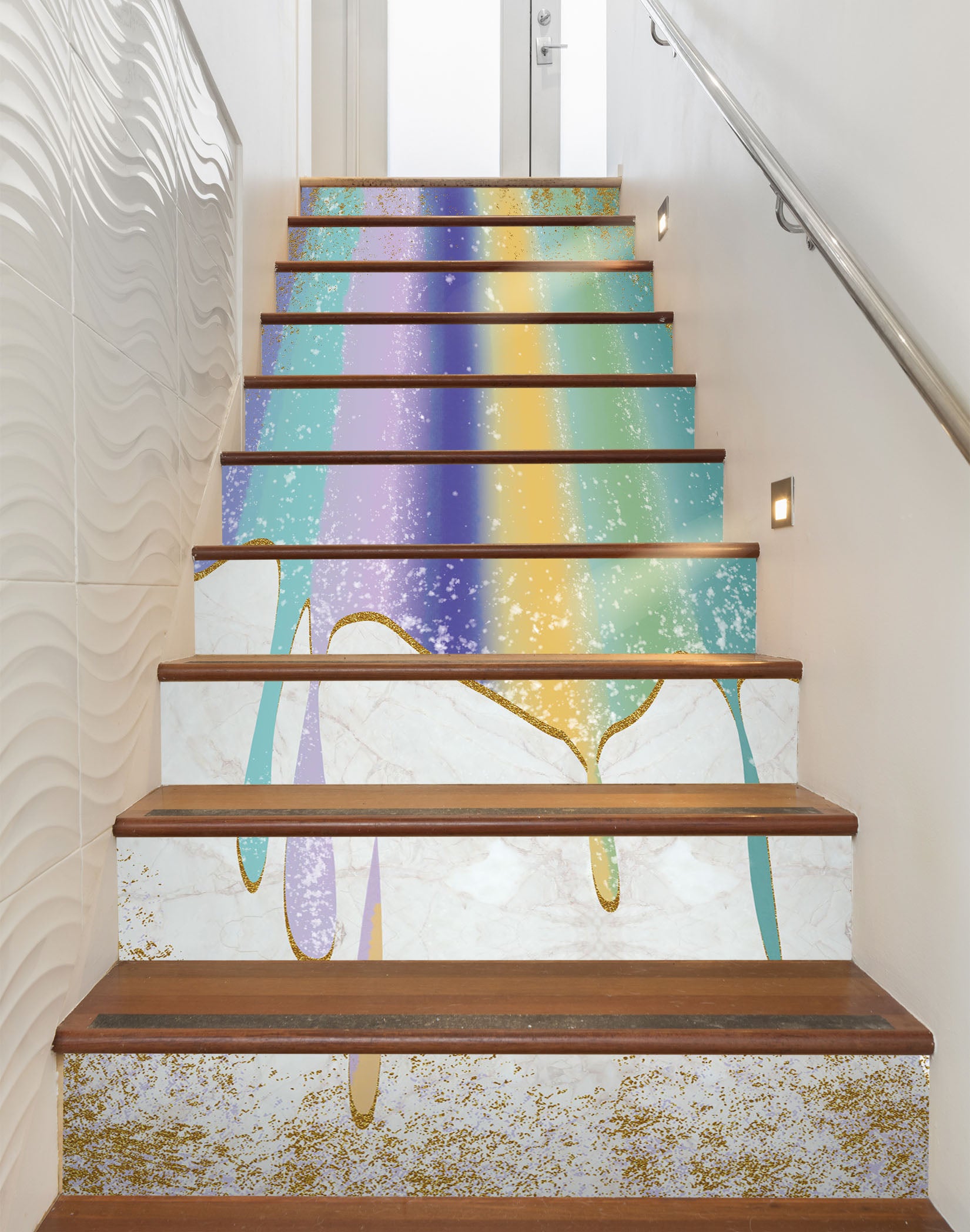 3D Color Fluorescent Stripes 594 Stair Risers