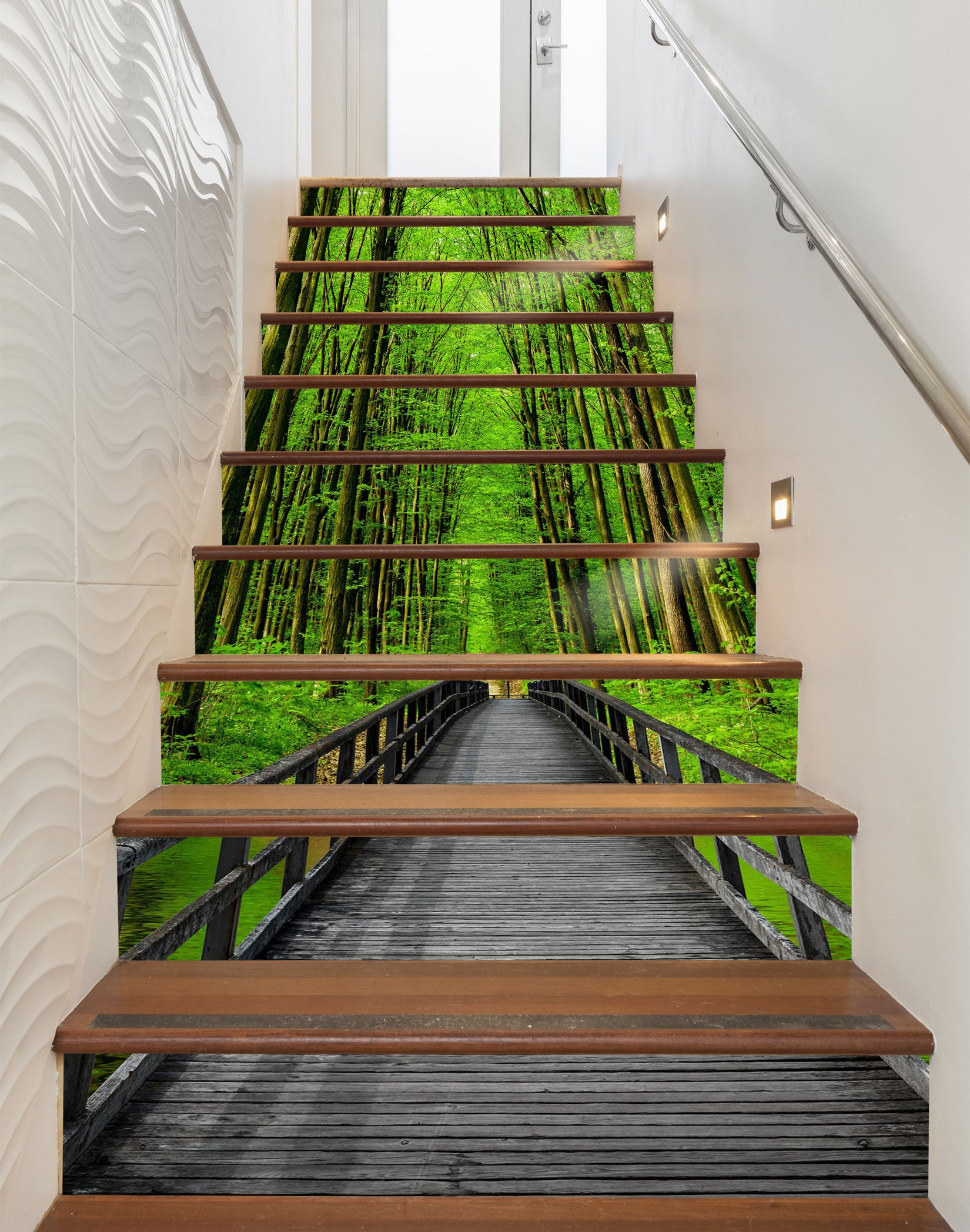 3D Green Forest 050 Stair Risers