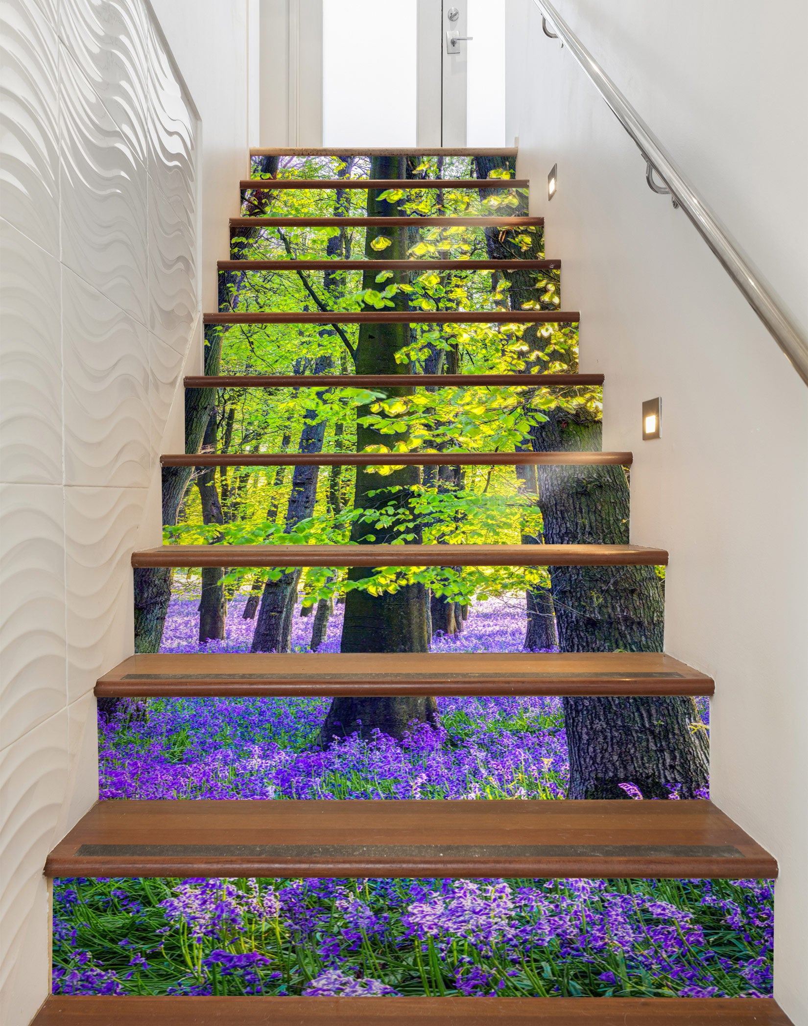 3D Purple Flowers Woods 10957 Assaf Frank Stair Risers
