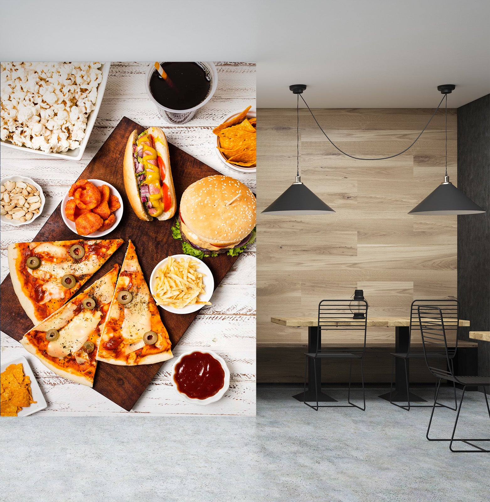 3D Pizza Burger 866 Wall Murals