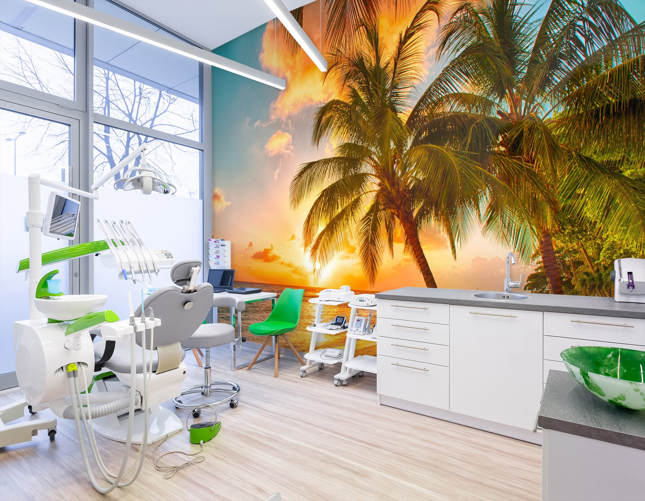 3D Sunset Beach 055 Wall Murals