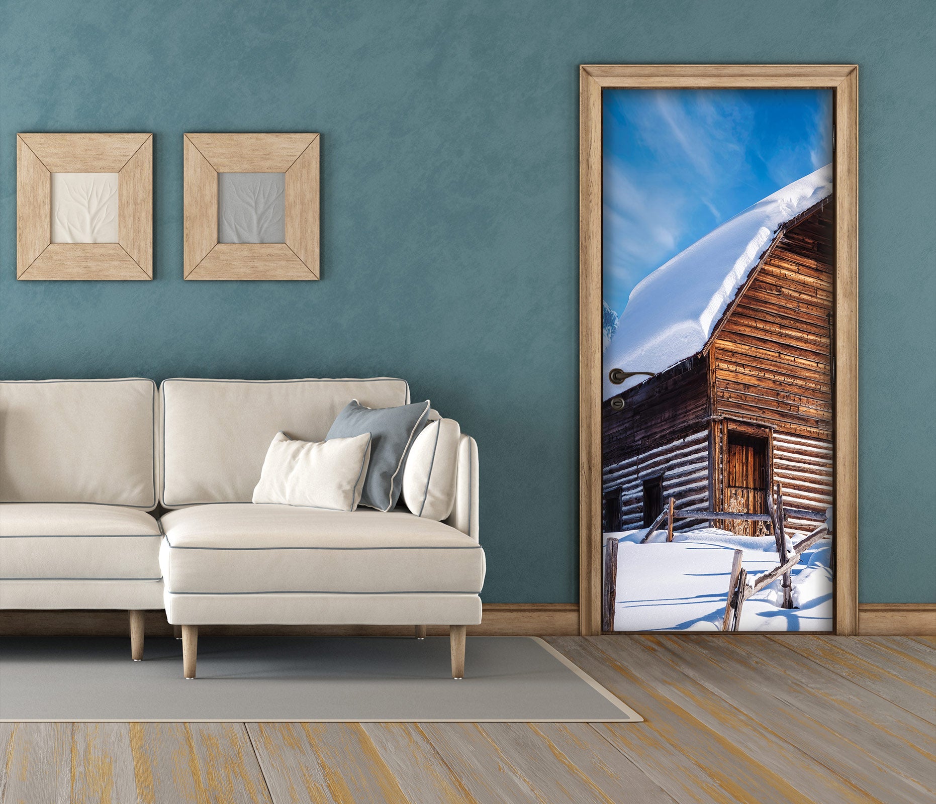3D Snow Chalet 10856 Beth Sheridan Door Mural