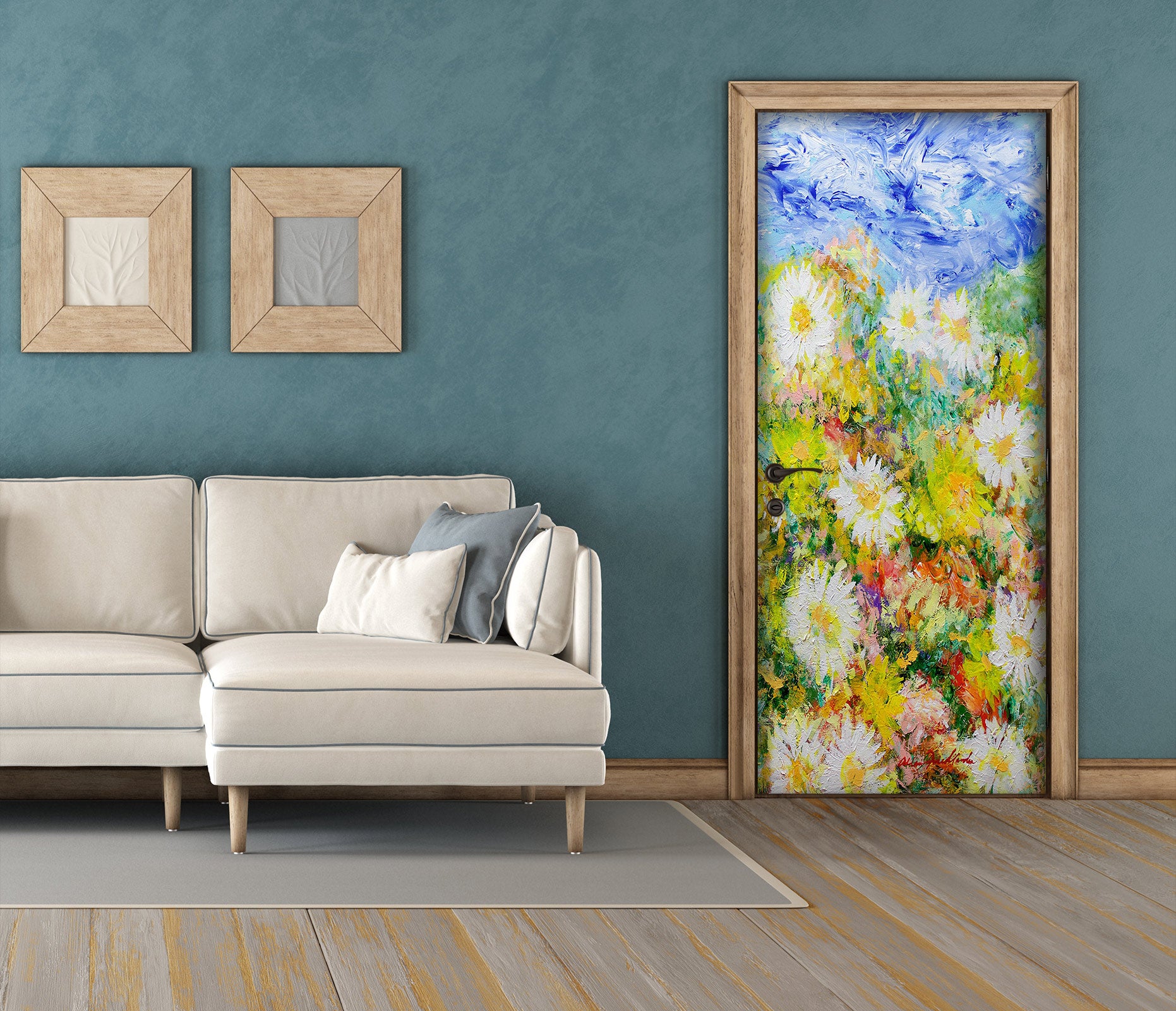 3D Yellow Flowers Sky Painting 93205 Allan P. Friedlander Door Mural