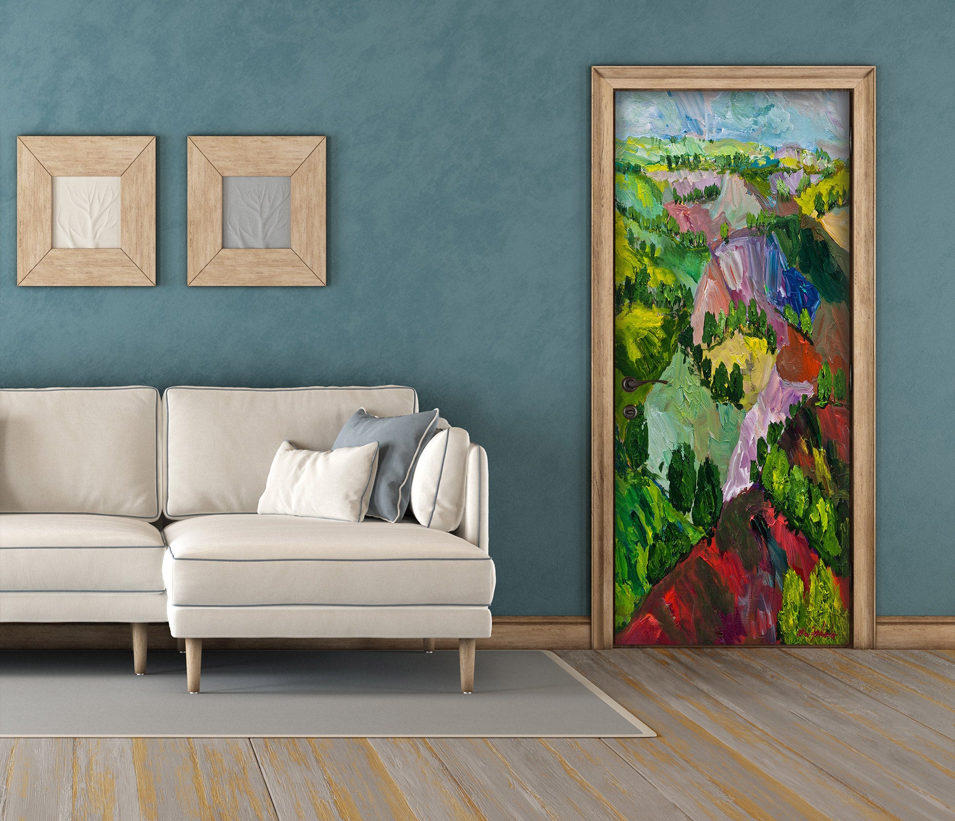 3D Colorful Hillside Meadow Trees 9399 Allan P. Friedlander Door Mural