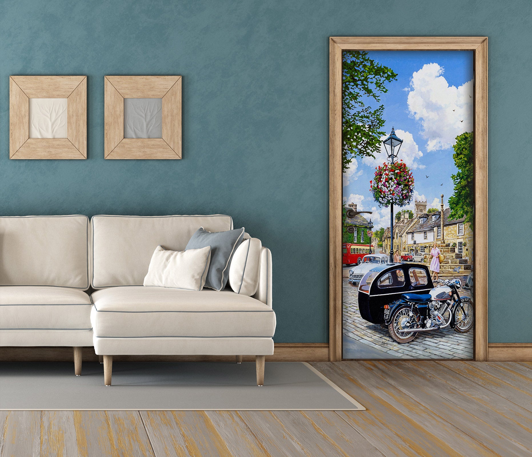 3D Motorcycle Street Light Stairs 103172 Trevor Mitchell Door Mural