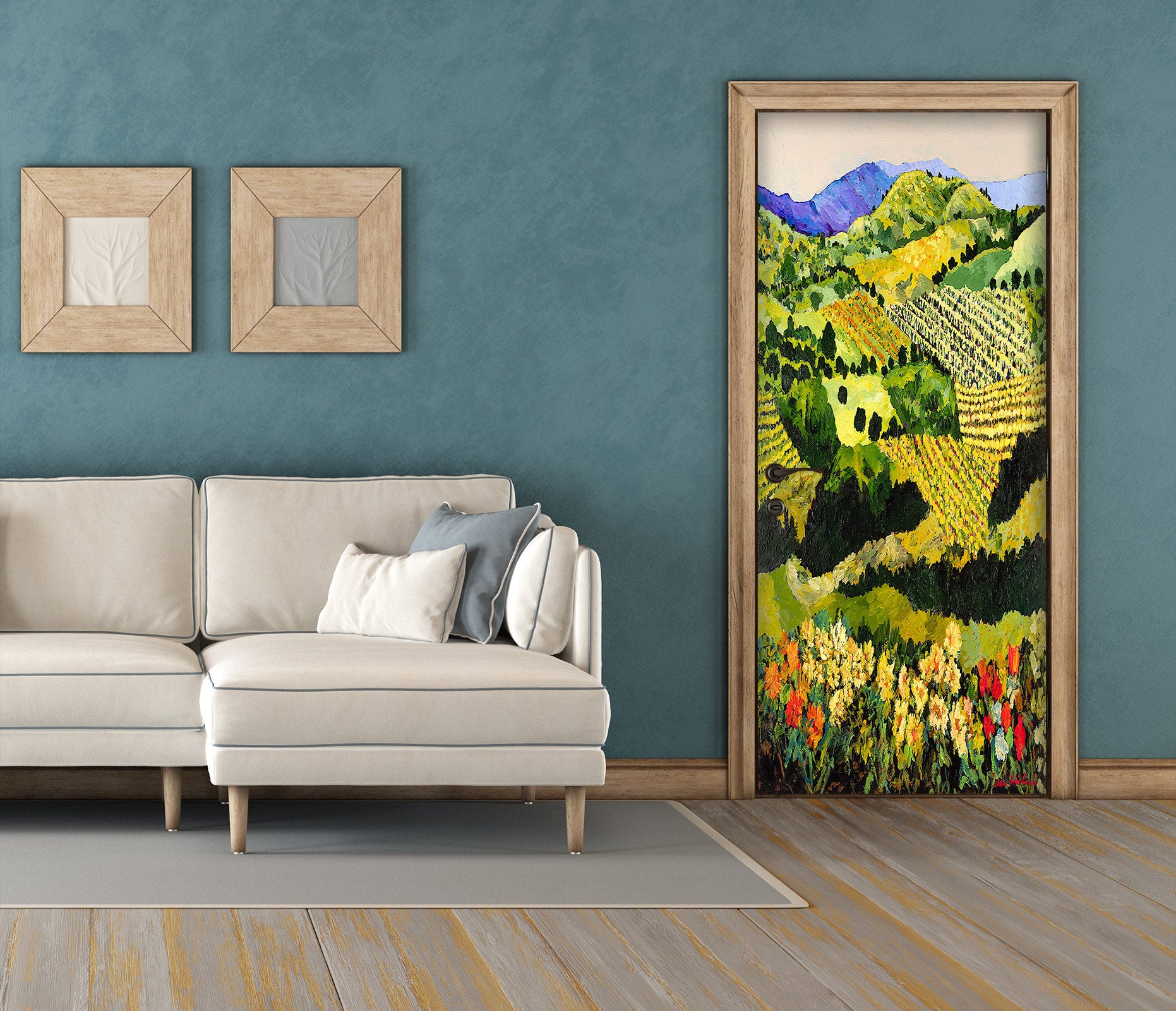 3D Hillside Meadow Green Field 9333 Allan P. Friedlander Door Mural
