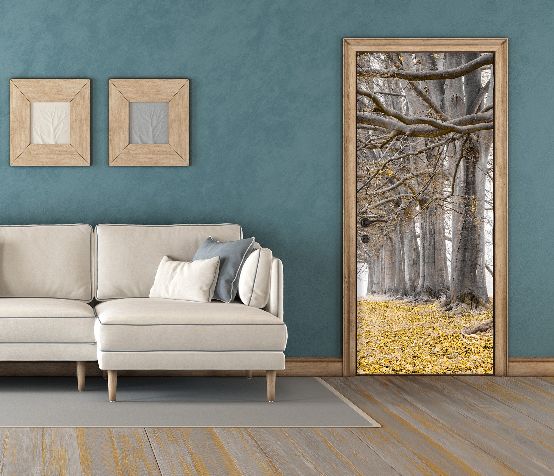 3D Grey Trunk 5124 Assaf Frank Door Mural