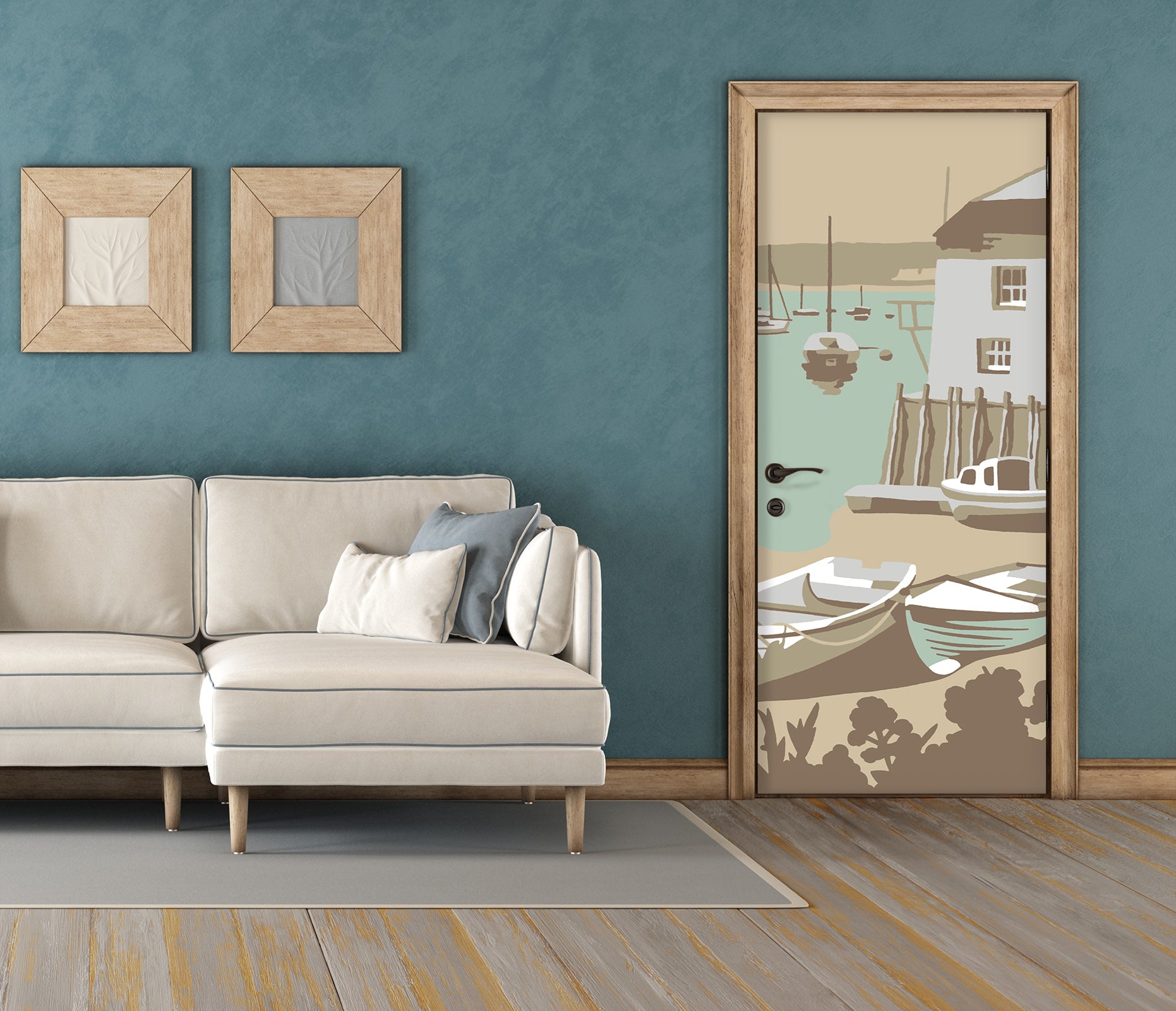 3D Shore Boat 9261 Steve Read Door Mural