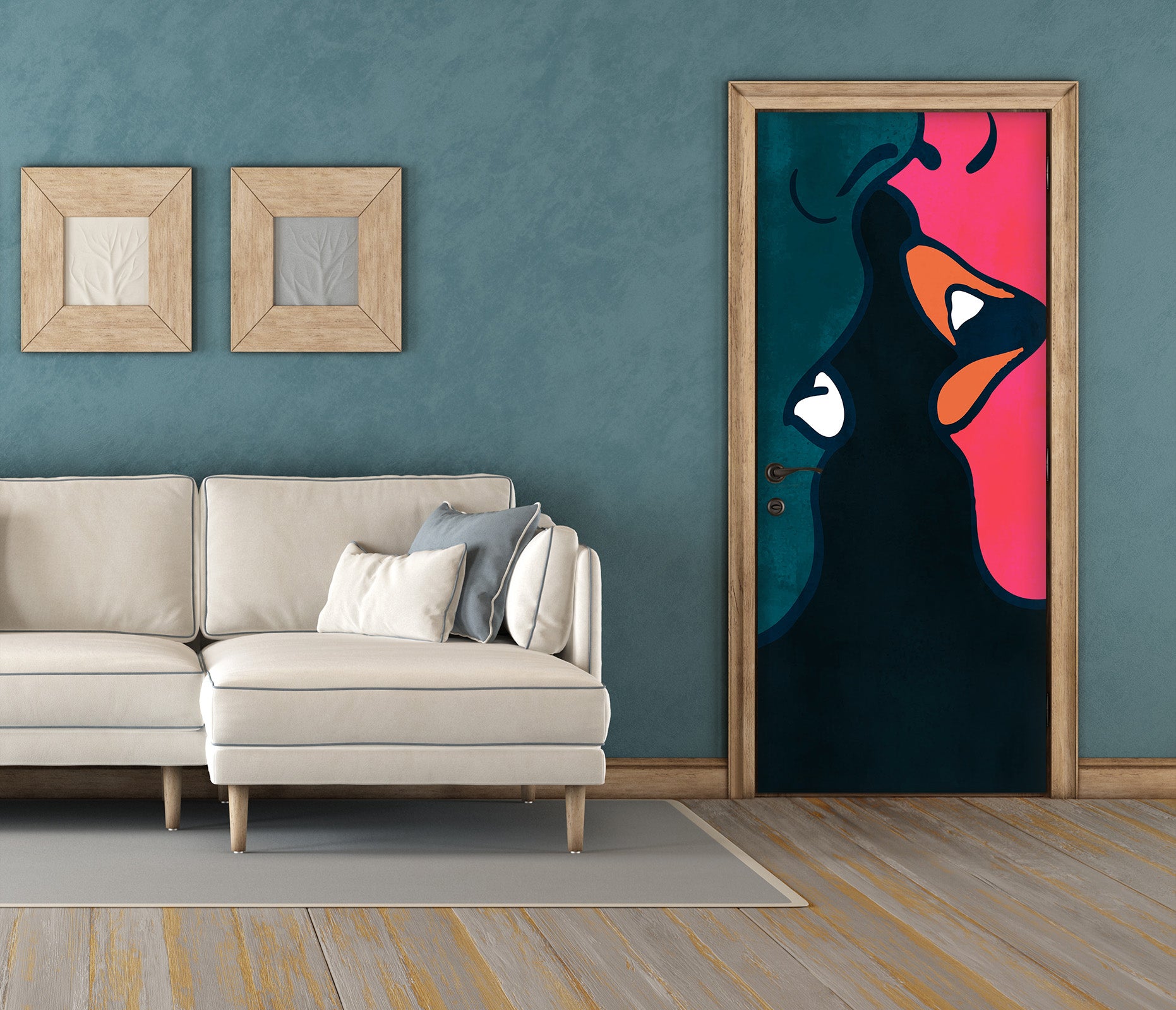 3D Green Red Mouth 10150 Boris Draschoff Door Mural