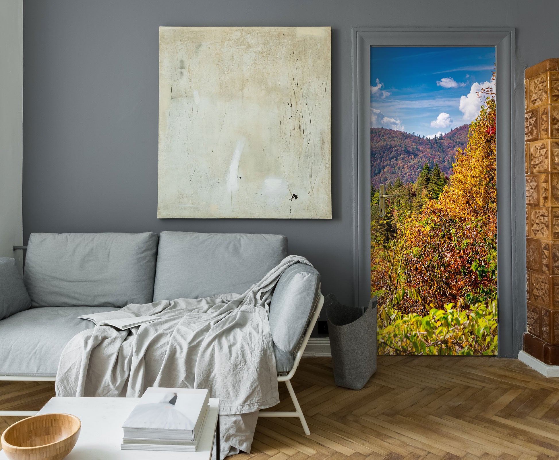 3D Trees Mountains 10839 Beth Sheridan Door Mural
