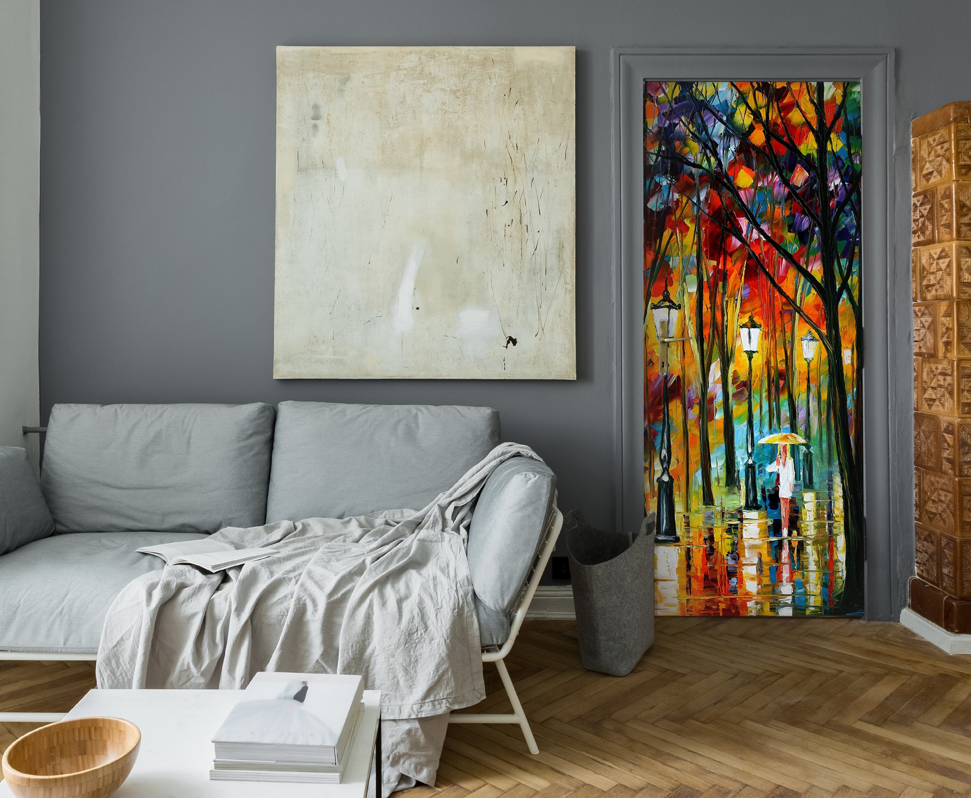 3D Oil Painting Tree 245 Door Mural