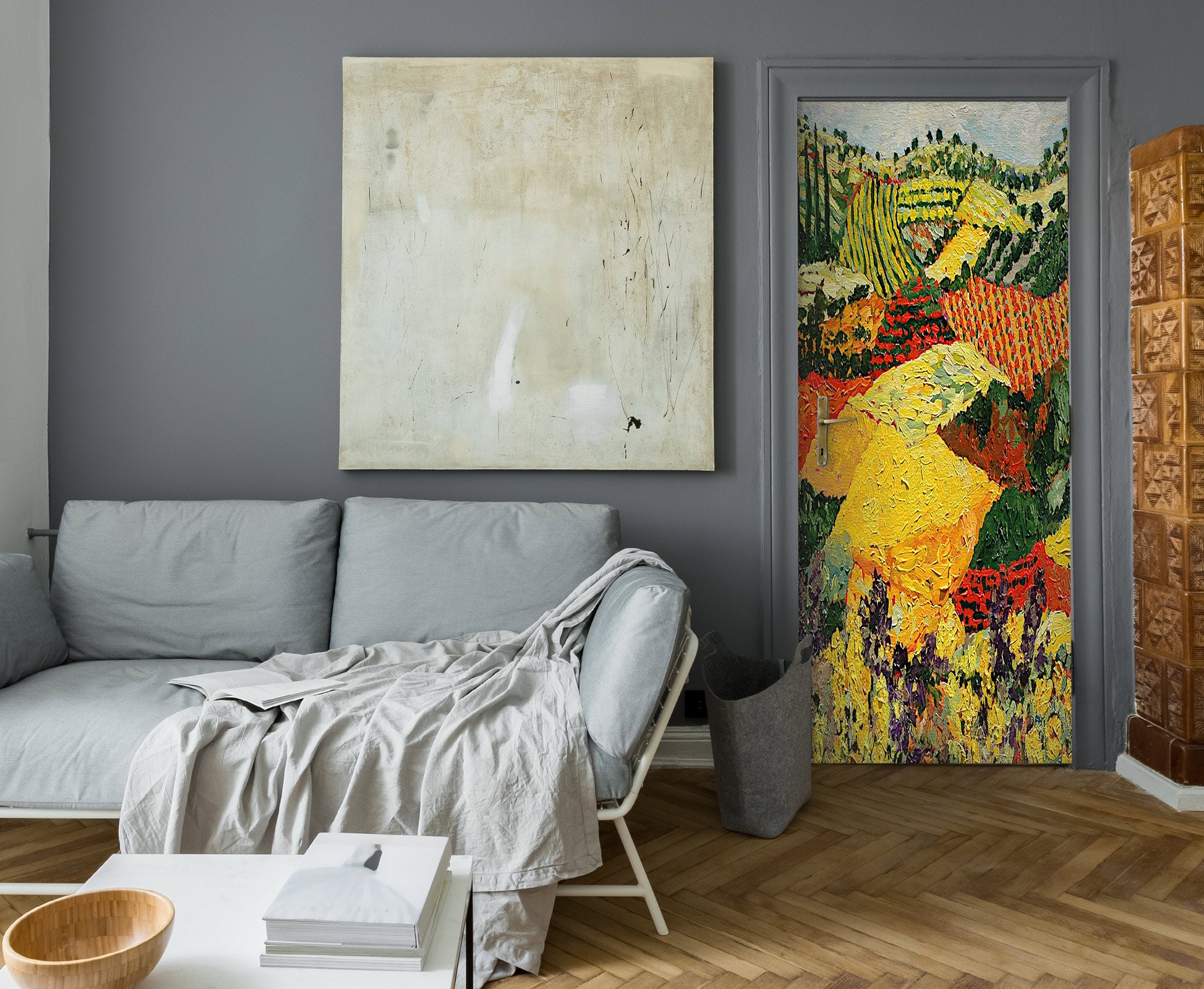 3D Colorful Field Hillside 9323 Allan P. Friedlander Door Mural