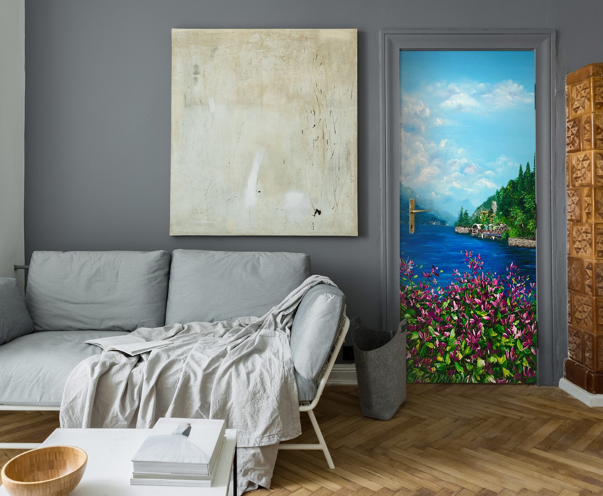 3D Flower River 3181 Skromova Marina Door Mural