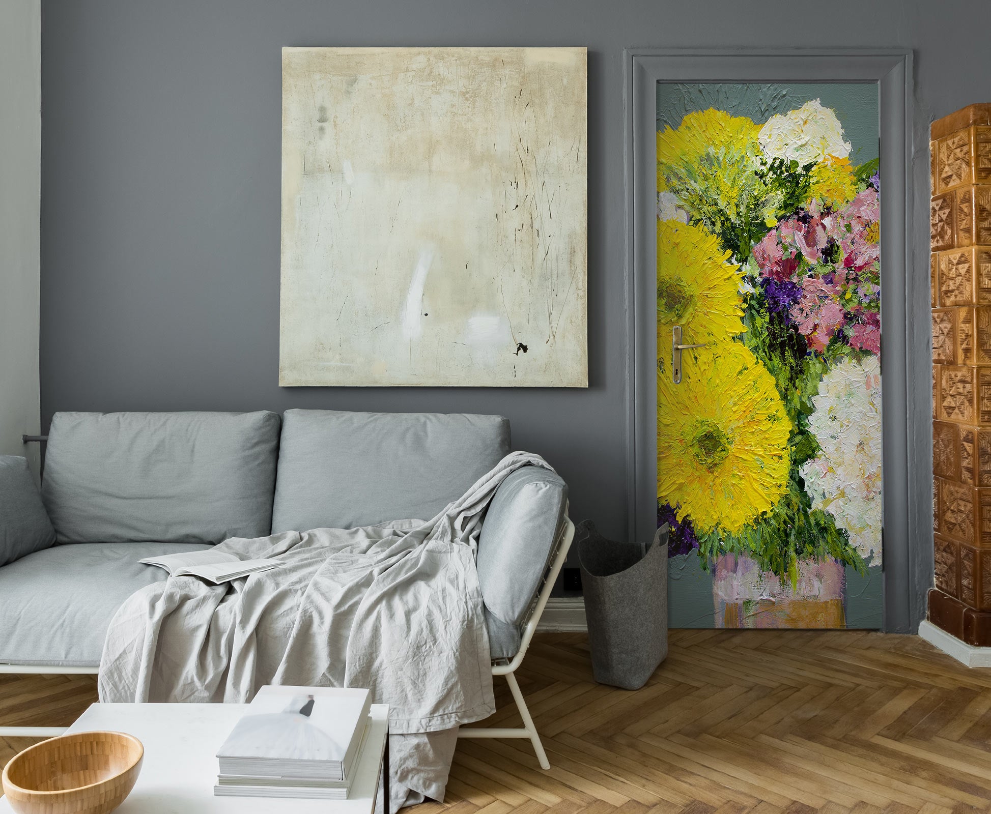 3D Flowers Vase Painting 93136 Allan P. Friedlander Door Mural