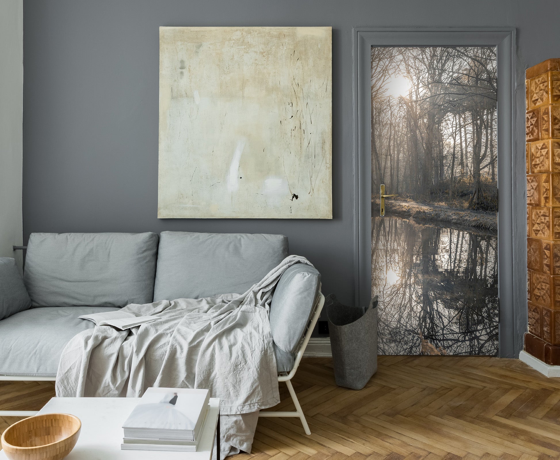 3D Sunlight Creek Tree Shadow 106136 Assaf Frank Door Mural