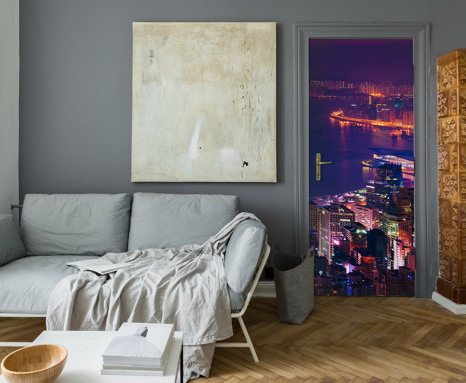 3D Colored Lights Building 119114 Marco Carmassi Door Mural