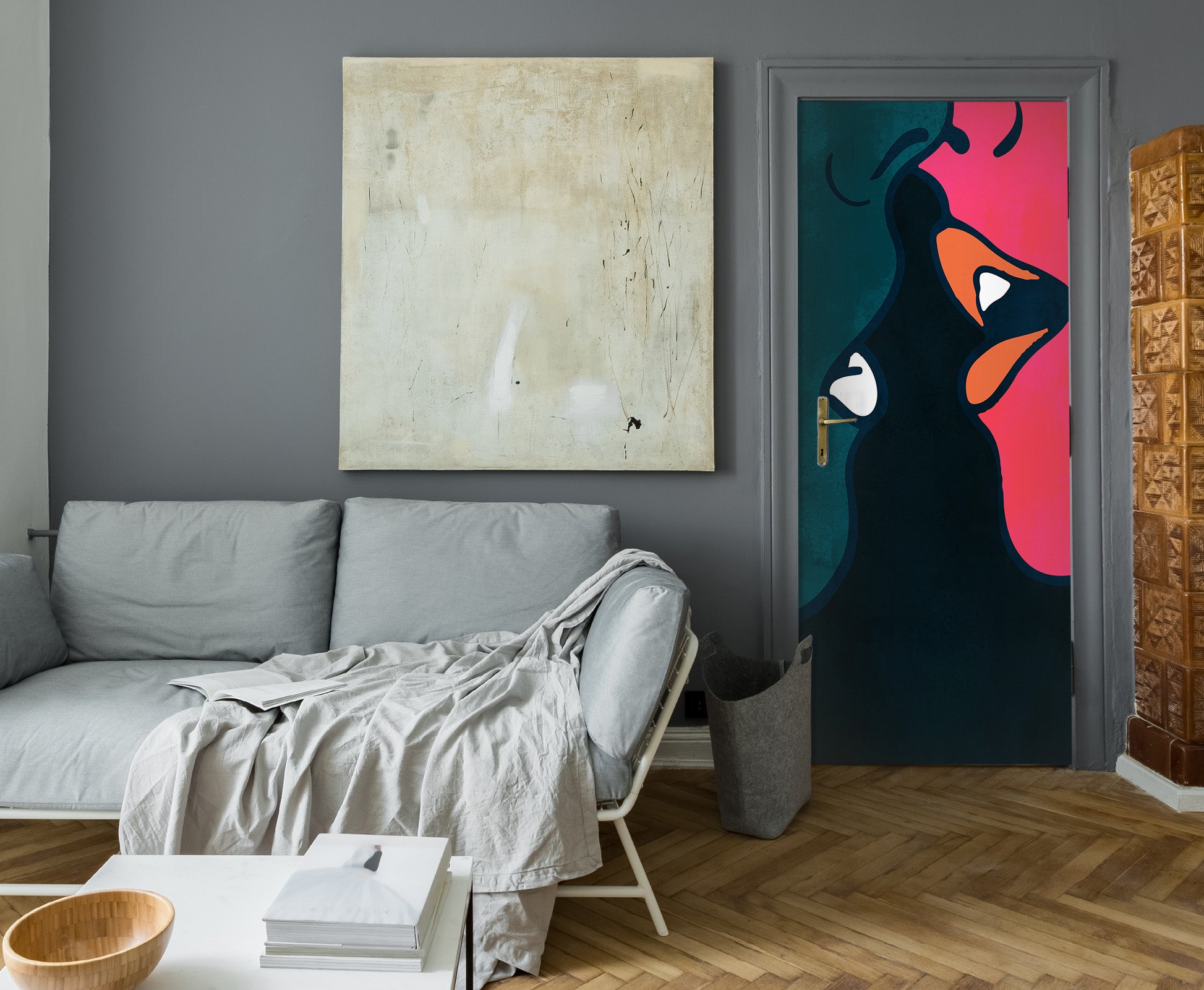 3D Green Red Mouth 10150 Boris Draschoff Door Mural