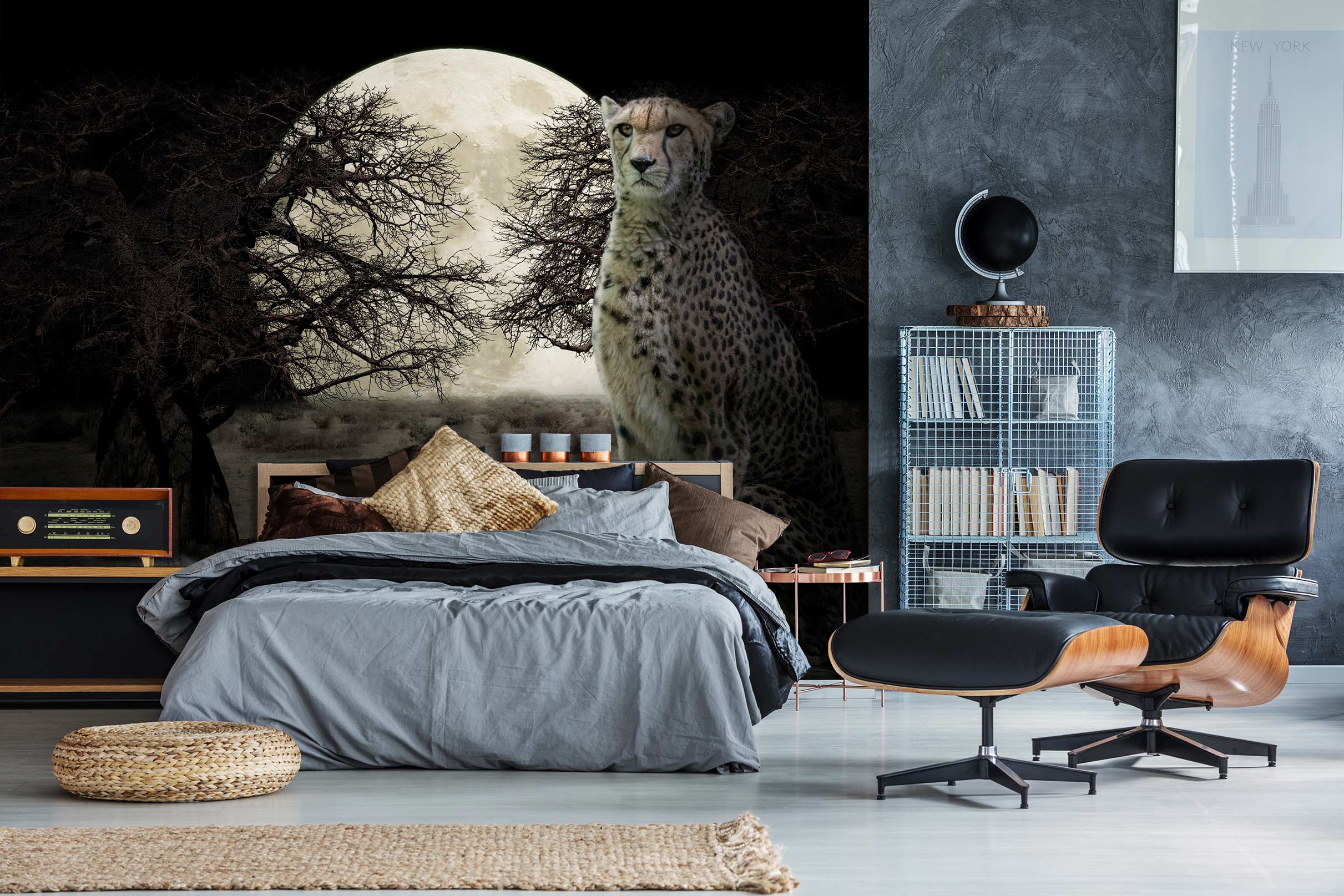 3D Moon Leopard 5244 Beth Sheridan Wall Mural Wall Murals