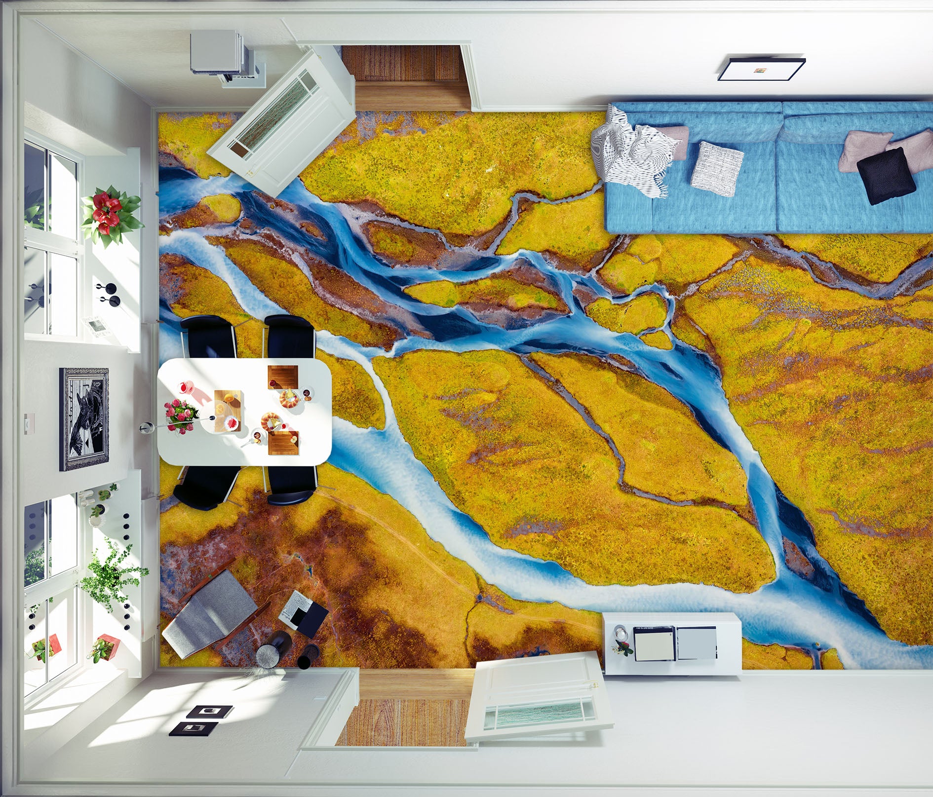 3D Artistic Interlaced Rivers 248 Floor Mural Wallpaper Murals Rug & Mat Print Epoxy waterproof bath floor