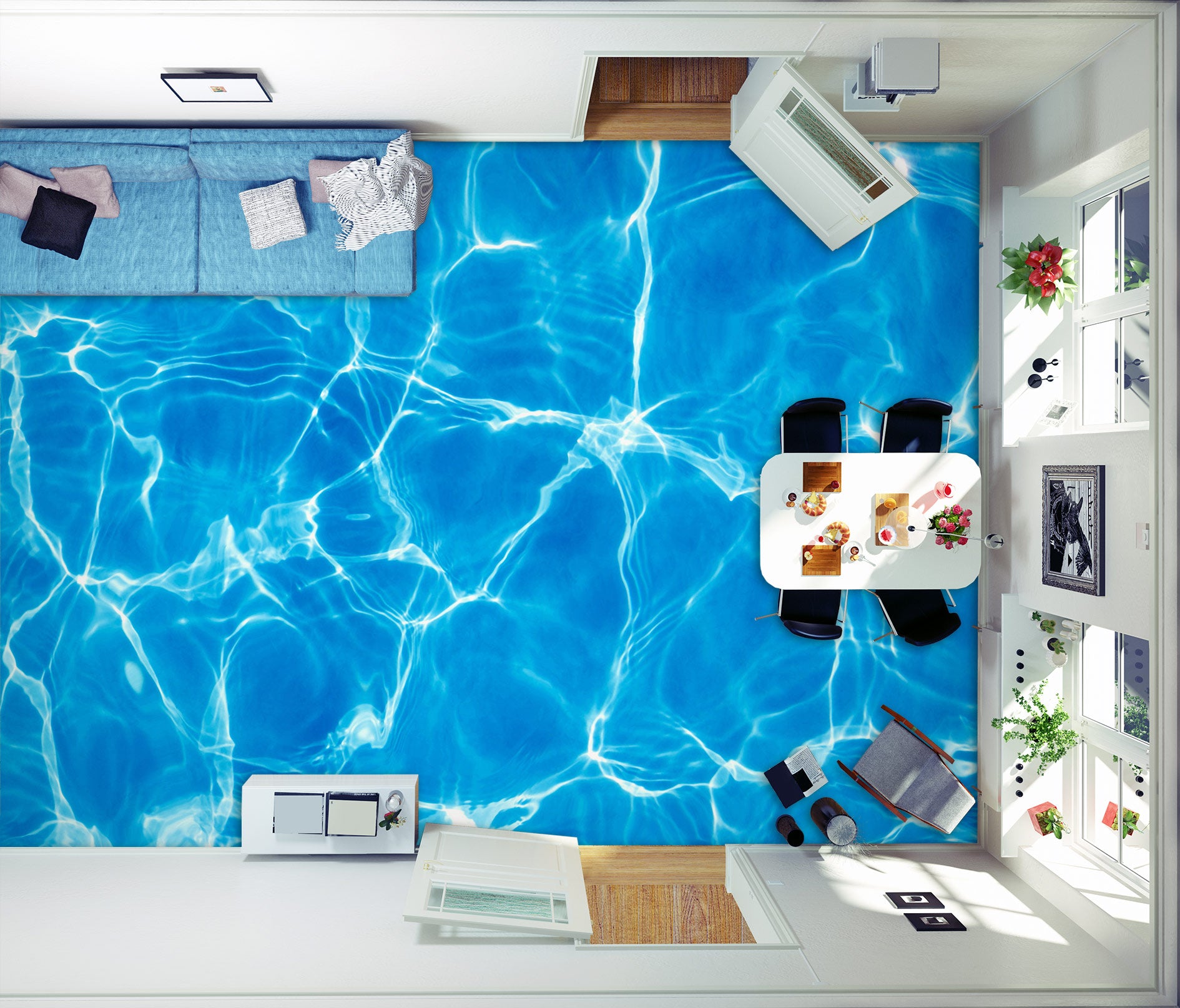 3D Light Ripple Art 1379 Floor Mural Wallpaper Murals Self-Adhesive Removable Print Epoxy