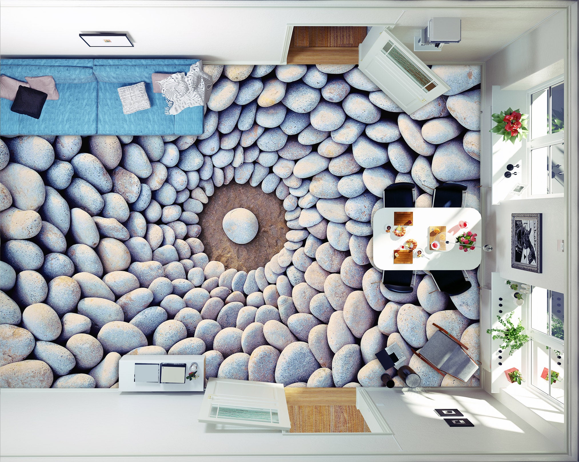 3D Fun Stone Sorting 022 Floor Mural Wallpaper Murals Rug & Mat Print Epoxy waterproof bath floor