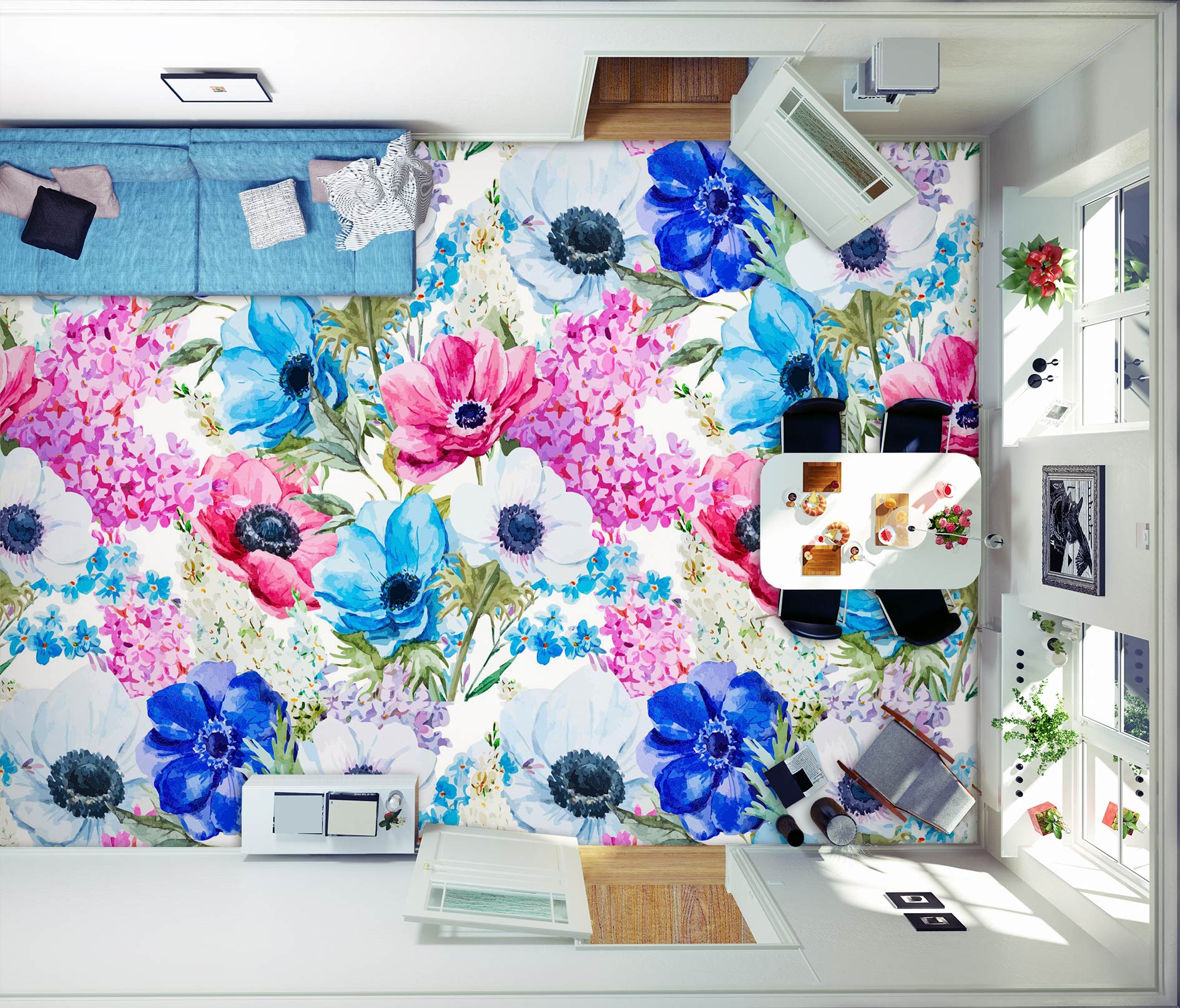 3D Fresh And Colorful Flowers 1162 Floor Mural Wallpaper Murals Self-Adhesive Removable Print Epoxy