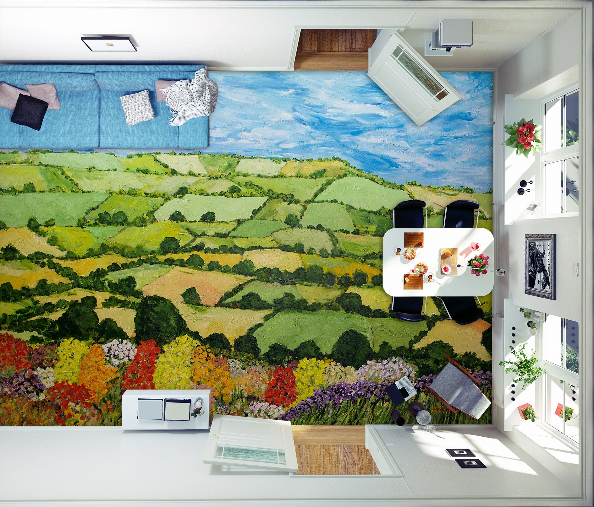 3D Piece Grass Field 9678 Allan P. Friedlander Floor Mural Wallpaper Murals Self-Adhesive Removable Print Epoxy