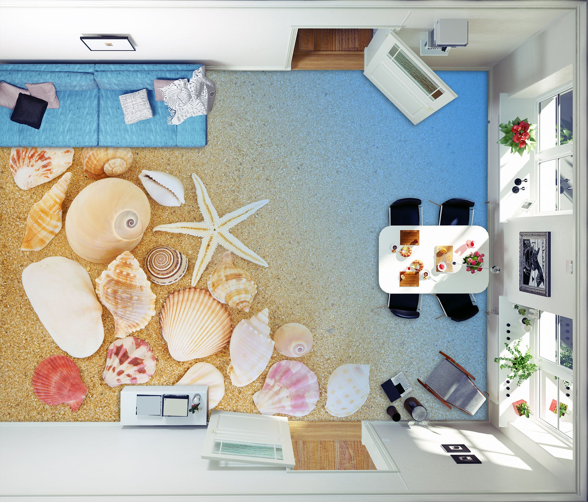 3D Gentle Shells And Conch 346 Floor Mural Wallpaper Murals Rug & Mat Print Epoxy waterproof bath floor