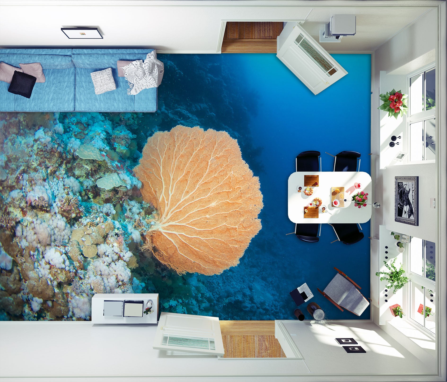 3D Gorgeous Coral Art 342 Floor Mural Wallpaper Murals Rug & Mat Print Epoxy waterproof bath floor