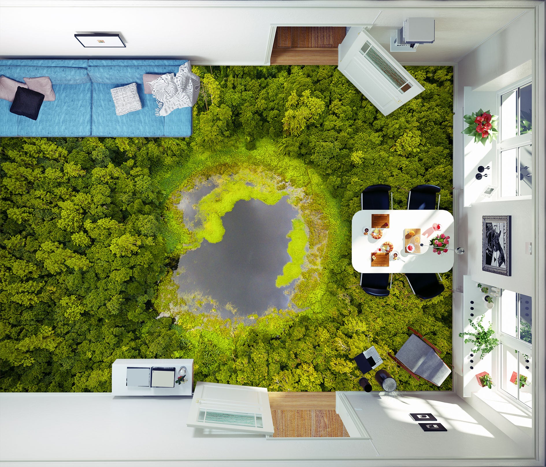 3D Grey Lake 559 Floor Mural Wallpaper Murals Rug & Mat Print Epoxy waterproof bath floor