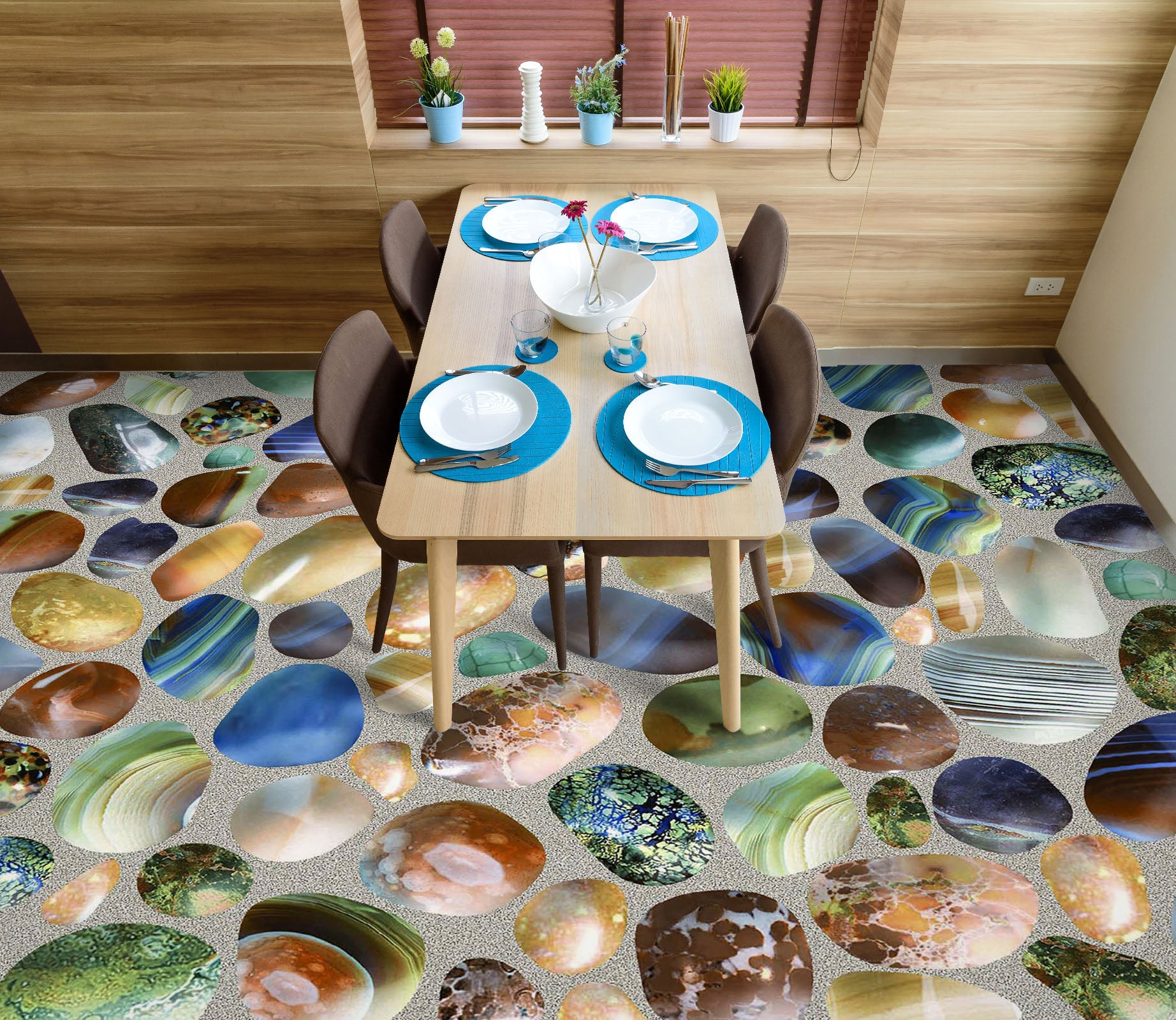 3D Colorful Story Pebbles 075 Floor Mural Wallpaper Murals Rug & Mat Print Epoxy waterproof bath floor