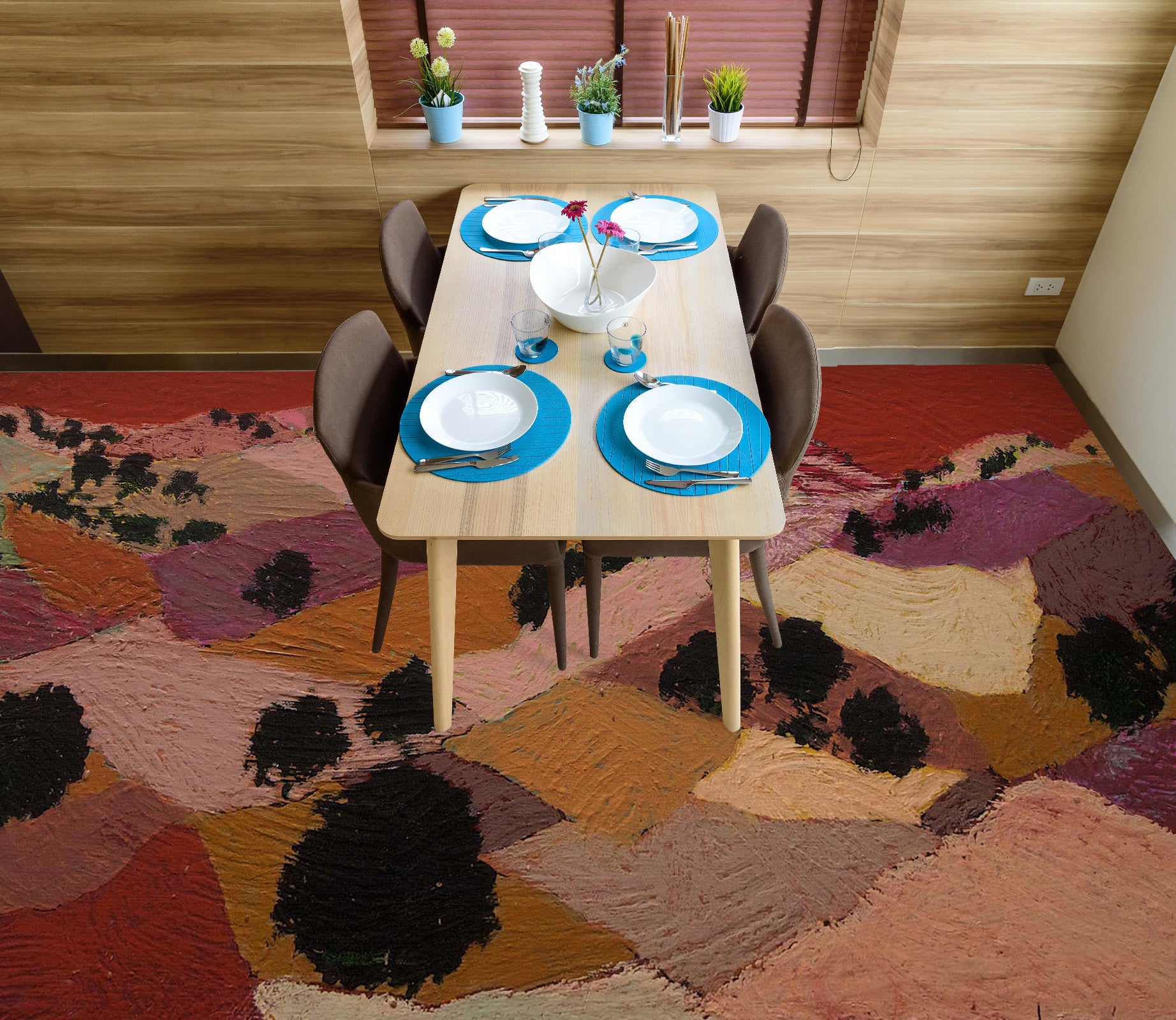 3D Pigment Block Trees 9920 Allan P. Friedlander Floor Mural Wallpaper Murals Self-Adhesive Removable Print Epoxy