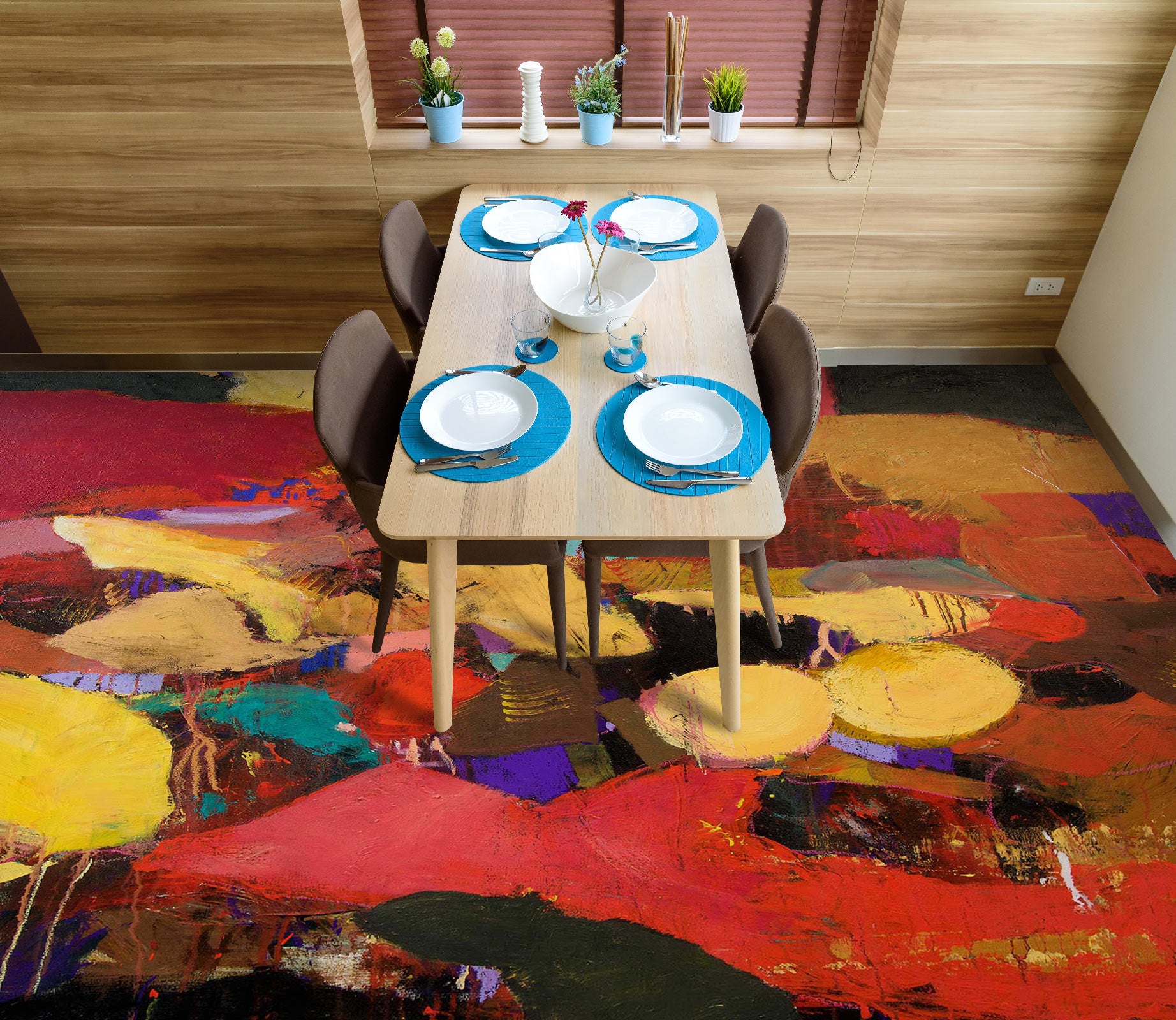 3D Red Color Pattern 9640 Allan P. Friedlander Floor Mural Wallpaper Murals Self-Adhesive Removable Print Epoxy